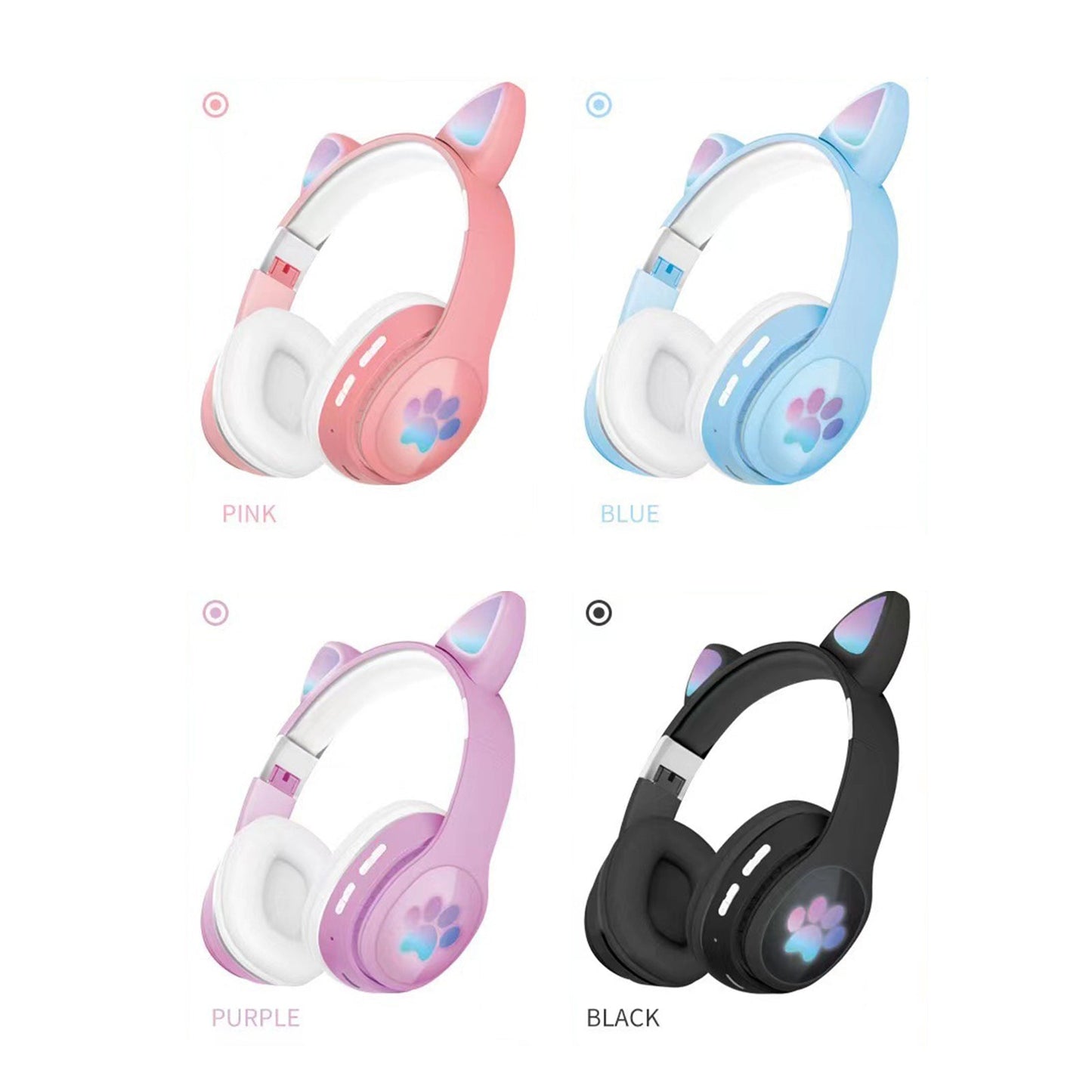 Over-Ear Headphones Foldable Soft Earmuffs High Sensitivity Sports Purple