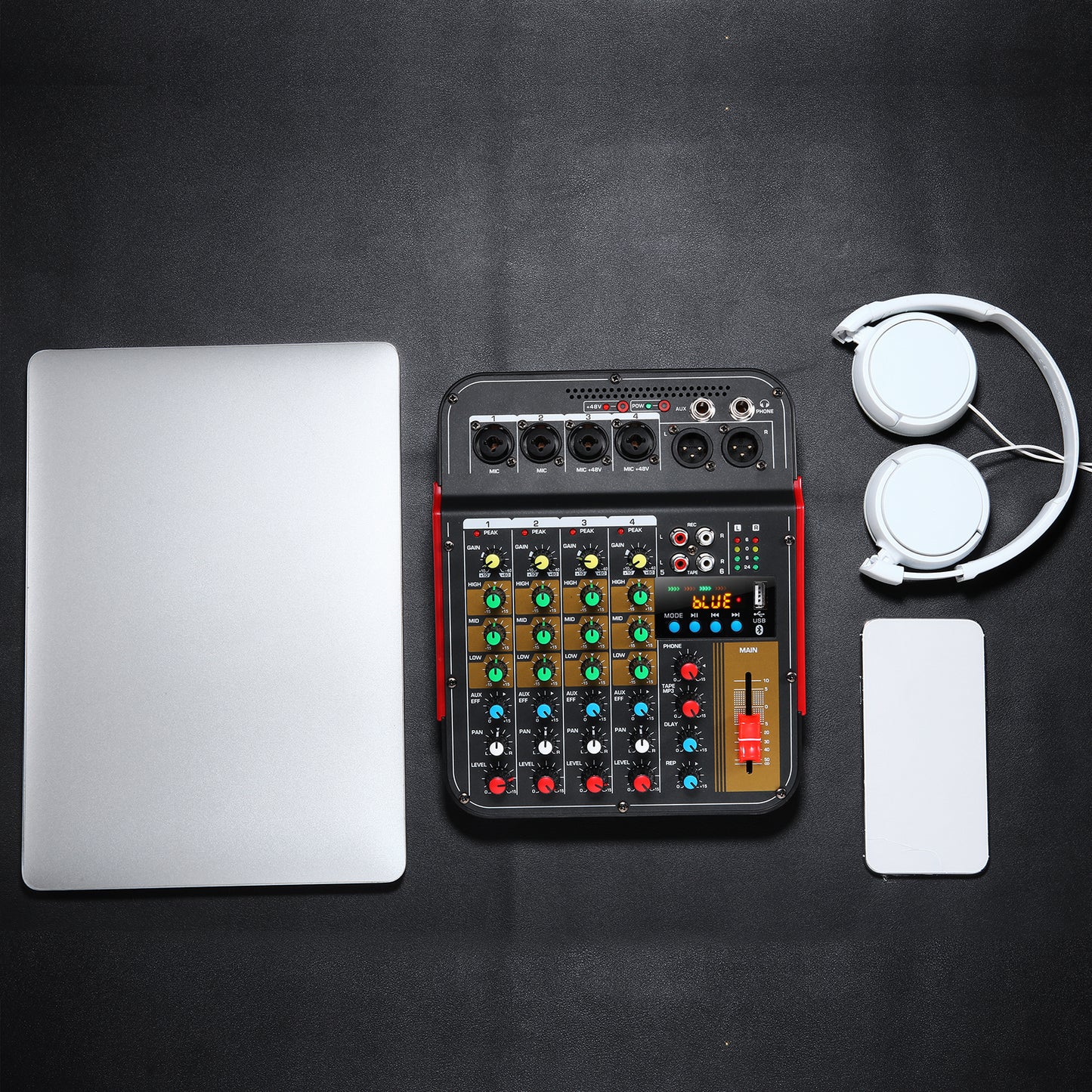 MG4 Mini Audio Mixer Sound Bluetooth Compact 4-Channe for Singing DJ Studio