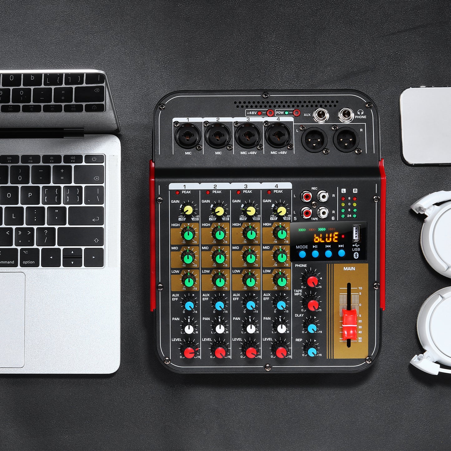 MG4 Mini Audio Mixer Sound Bluetooth Compact 4-Channe for Singing DJ Studio