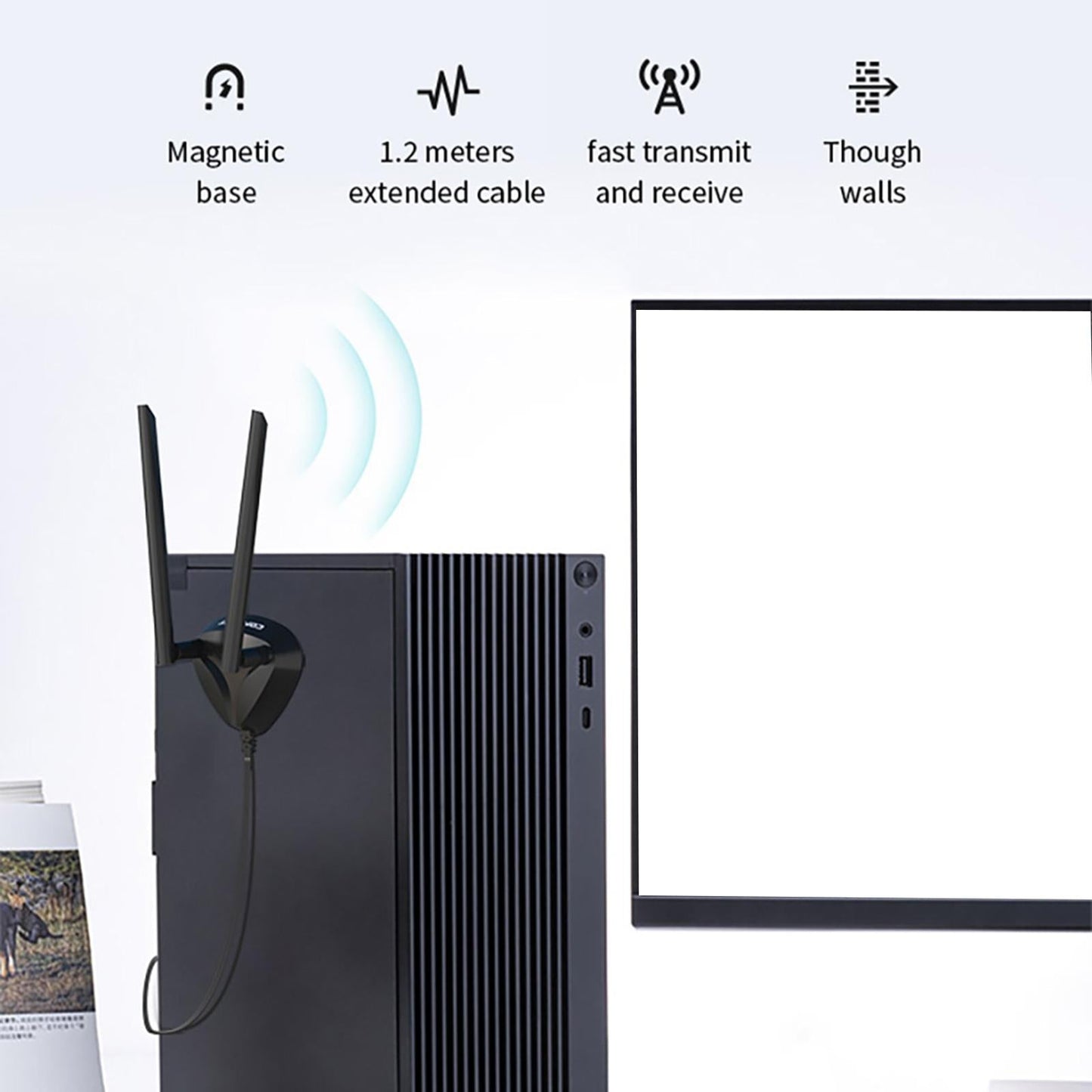 WiFi6E Network Adapter BT5.2 Magnetic Base 802.11AX for Laptop Win 10 64Bit