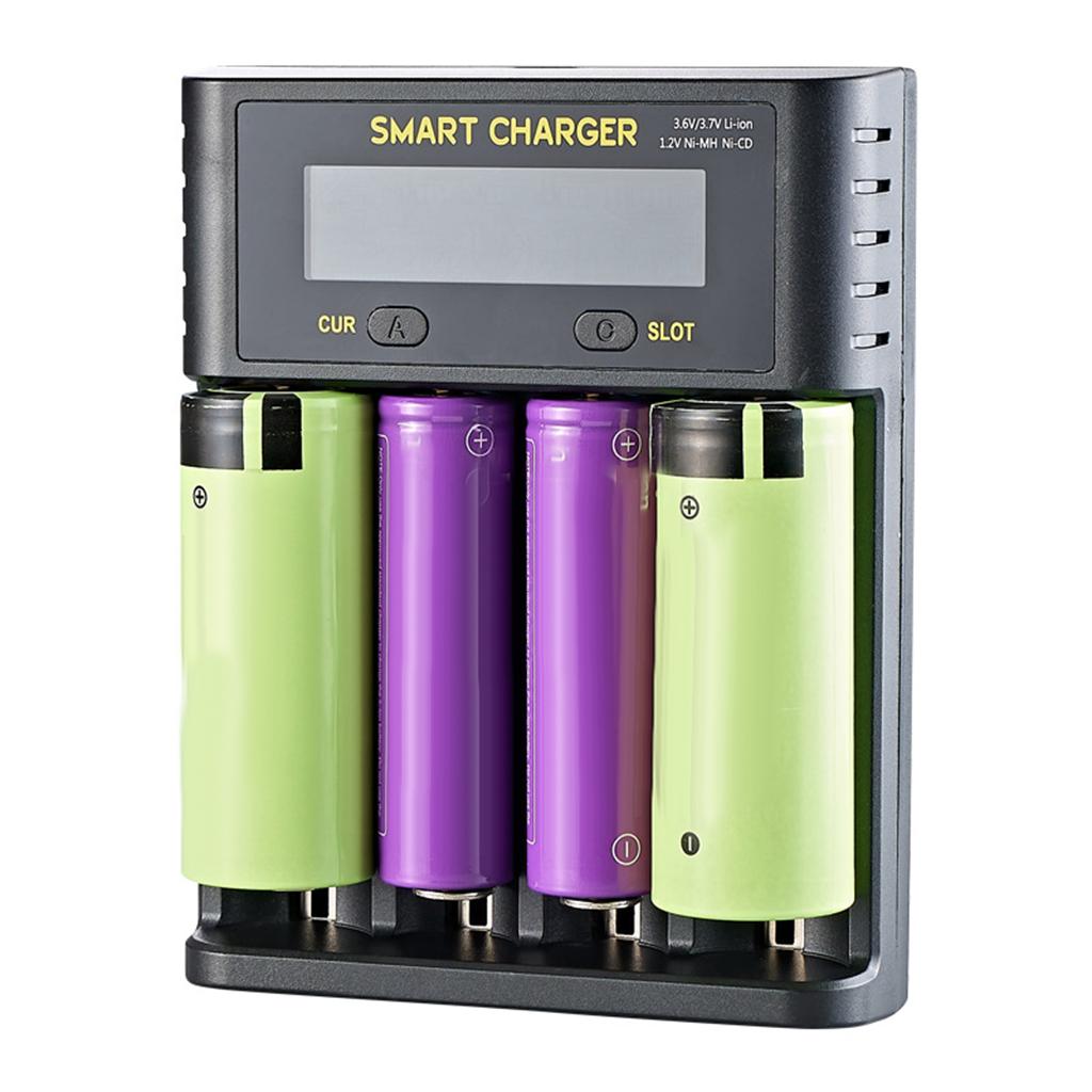 Batteries Charger 4 Slot 5V/2A Black for Li-Ion Batteries 18650 16340 10400