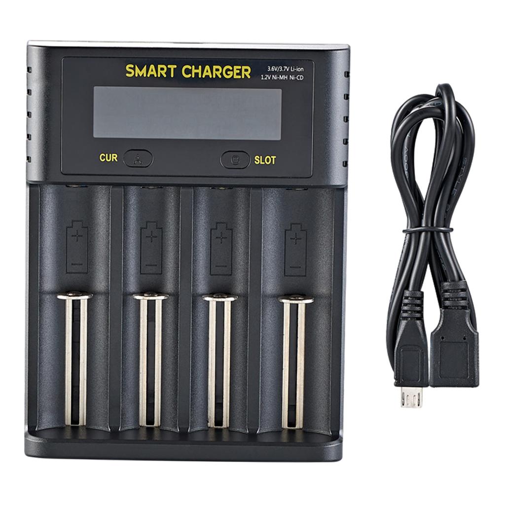Batteries Charger 4 Slot 5V/2A Black for Li-Ion Batteries 18650 16340 10400