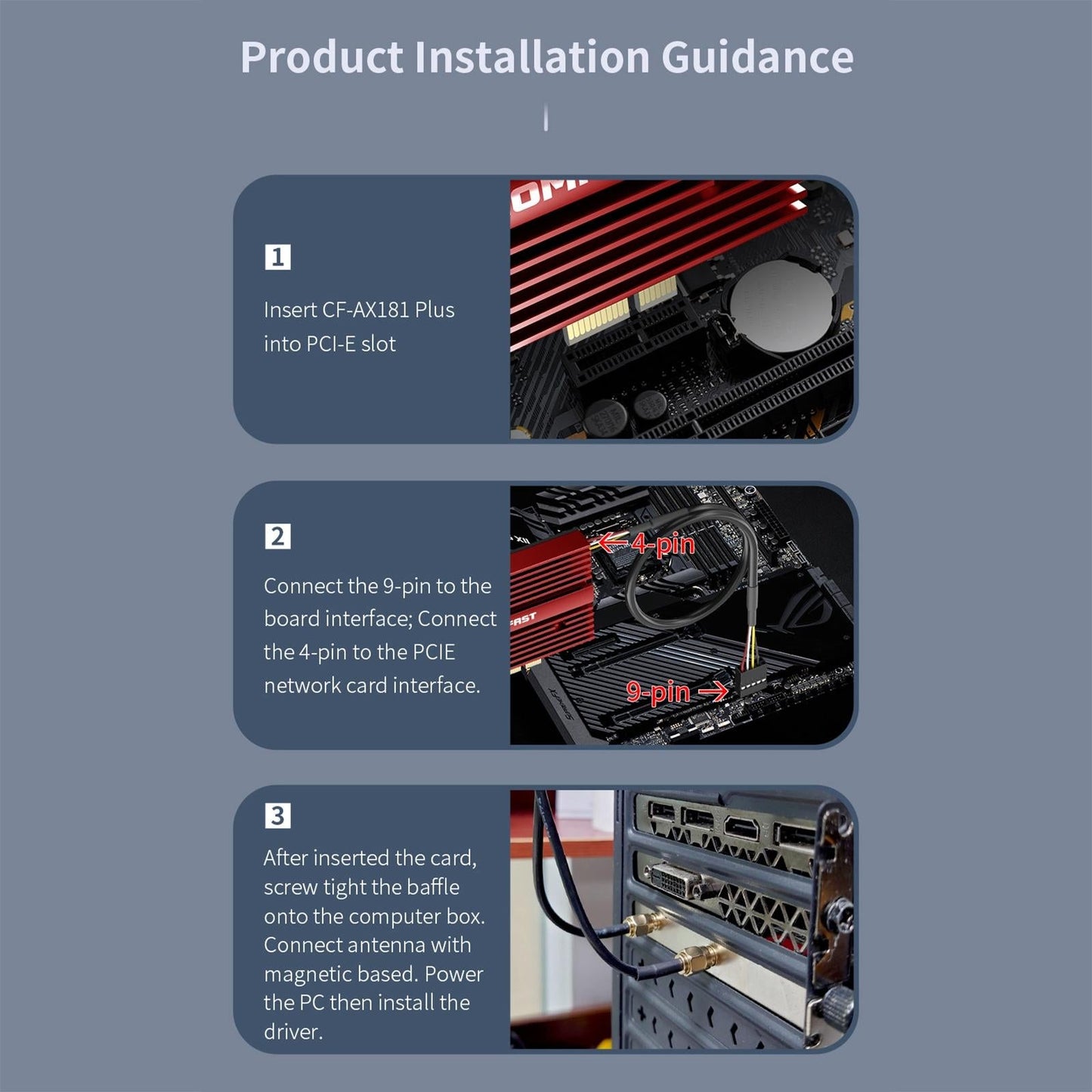 AX181Plus WiFi 6E Network Card Pci-E Tri-Band 3000Mbps WiFi 6E for Desktop