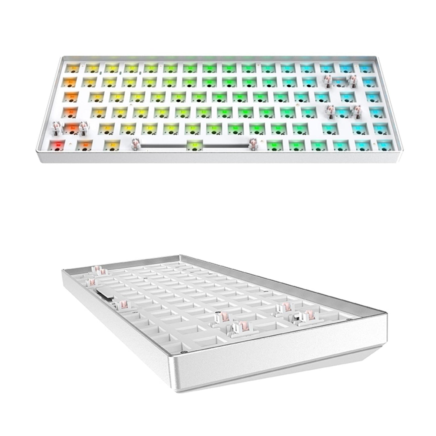 84 Key Modular Mechanical Keyboard Hot-Swappable with RGB light white silver