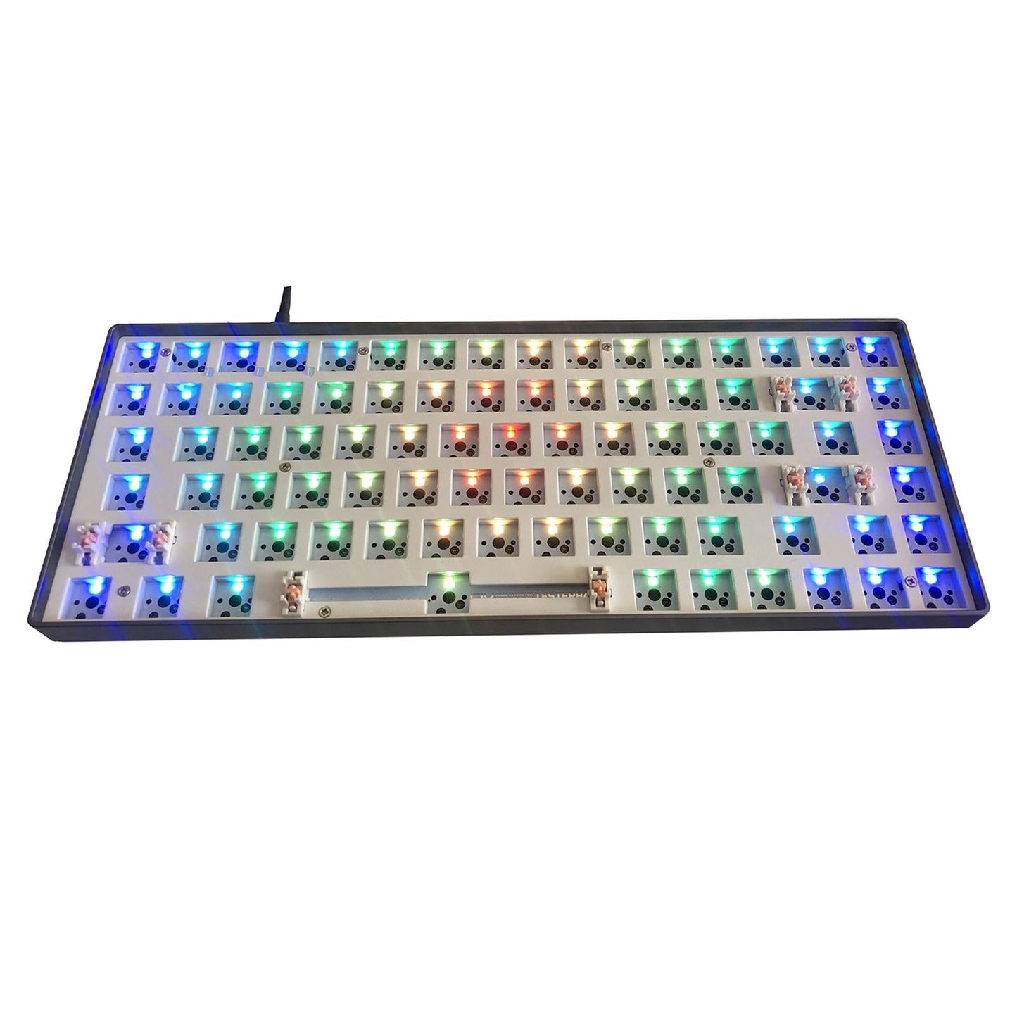 84 Key Modular Mechanical Keyboard Hot-Swappable with RGB light white silver