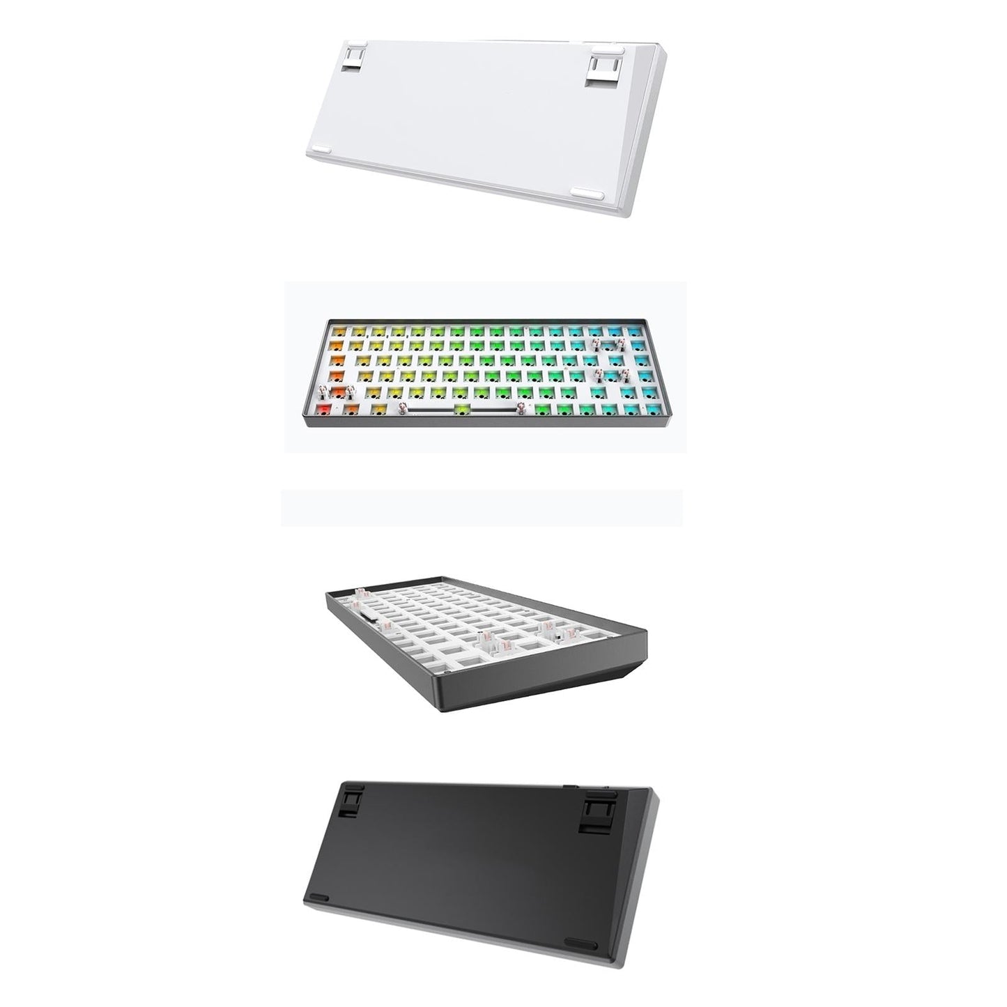 84 Key Modular Mechanical Keyboard Hot-Swappable with RGB light white silver