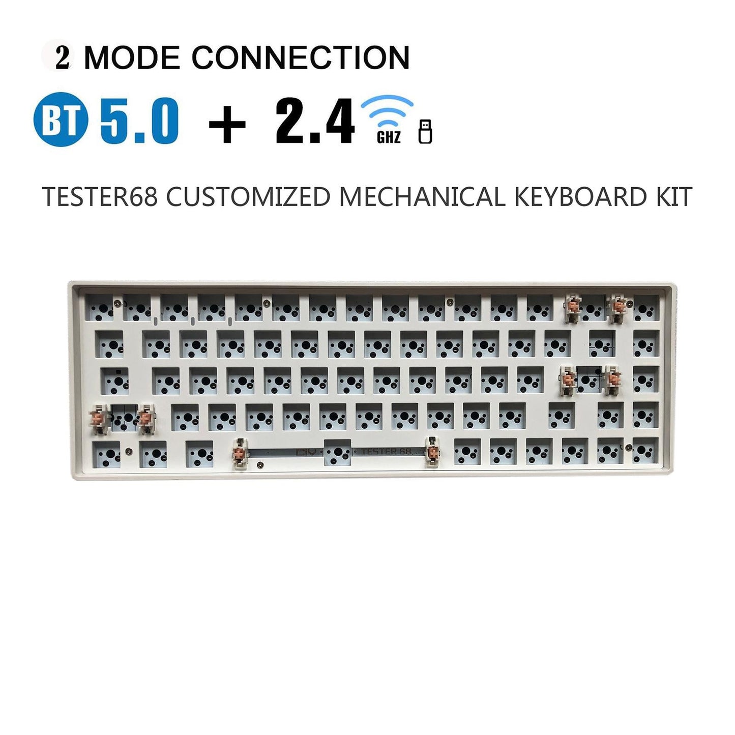 68 Keys Modular Mechanical Keyboard Plug and Play White for Mac Laptop