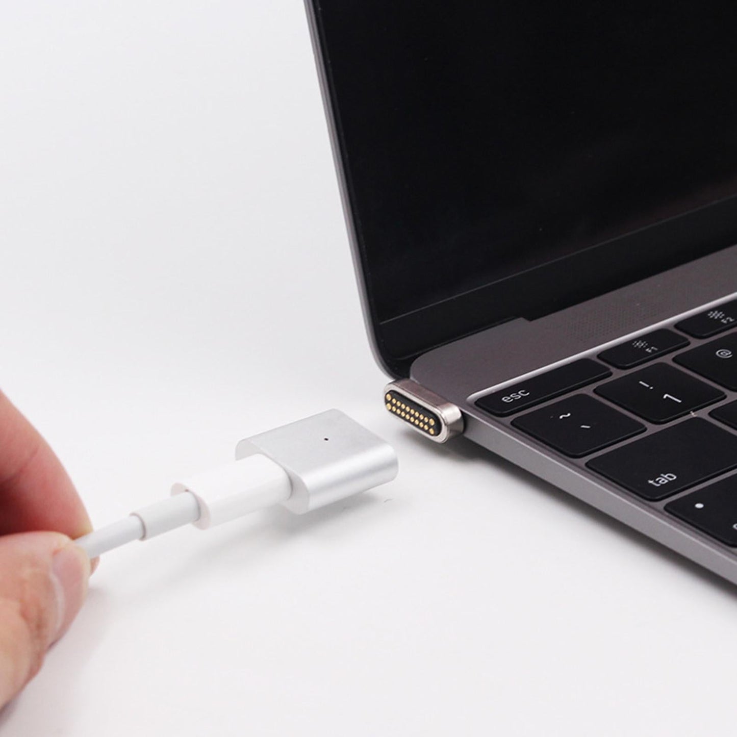 Magnetic USB C Adapter for MacBook Pro/Air Type C Devices Black Elbow