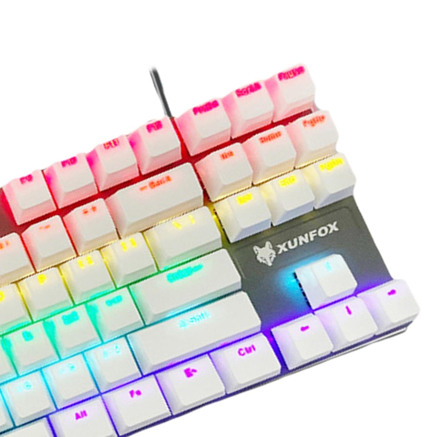 87 Keys Gaming Mechanical Keyboard Wired Rainbow Backlit Durable Non Slip A
