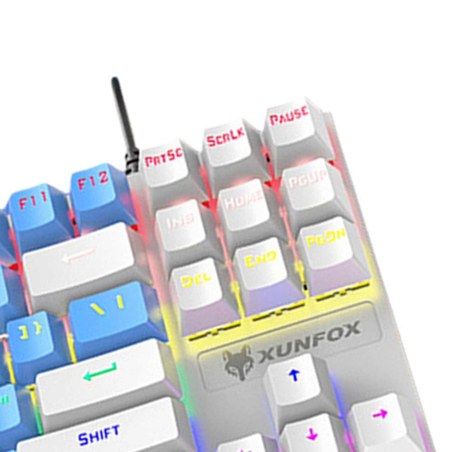 87 Keys Gaming Mechanical Keyboard Wired Rainbow Backlit Durable Non Slip D