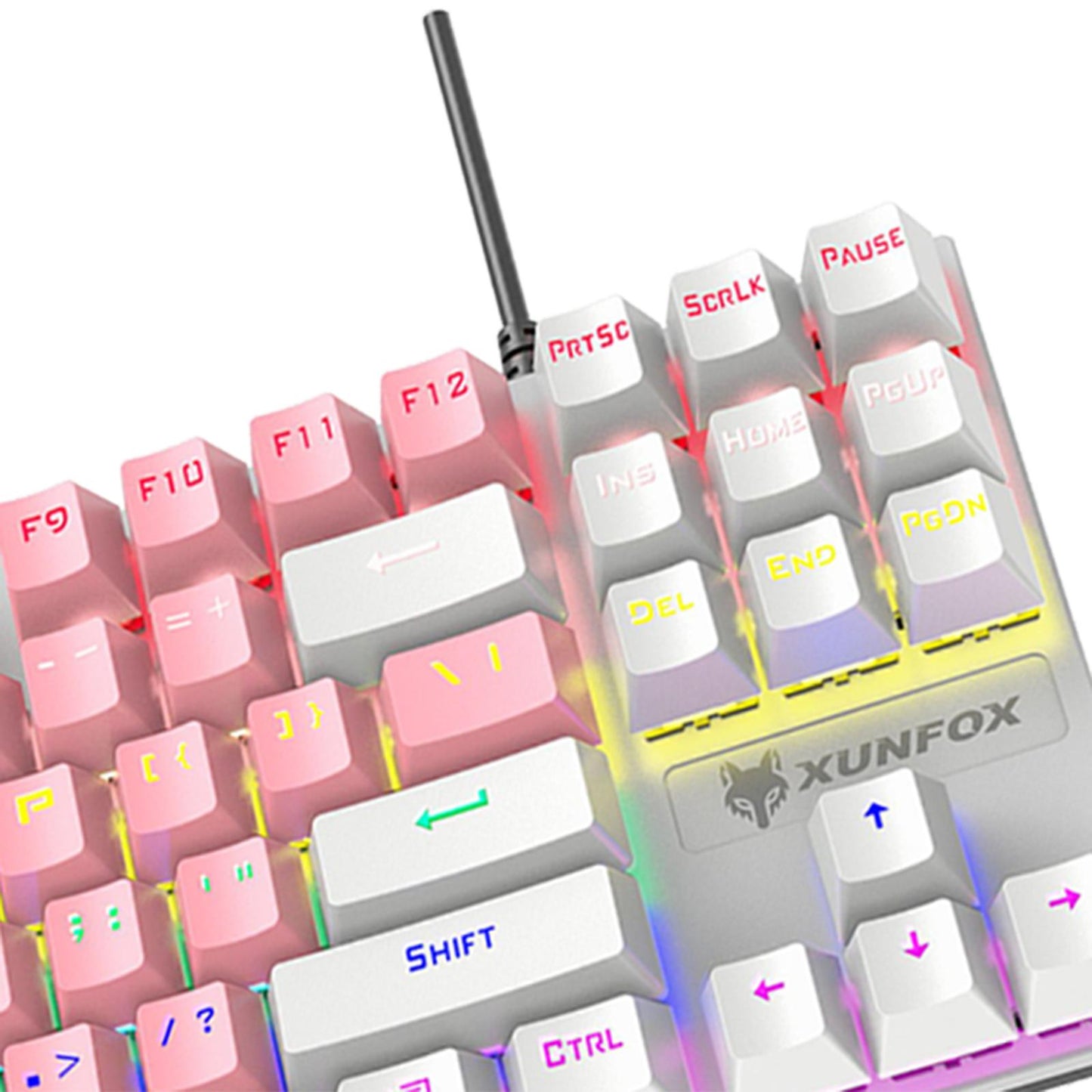 87 Keys Gaming Mechanical Keyboard Wired Rainbow Backlit Durable Non Slip F