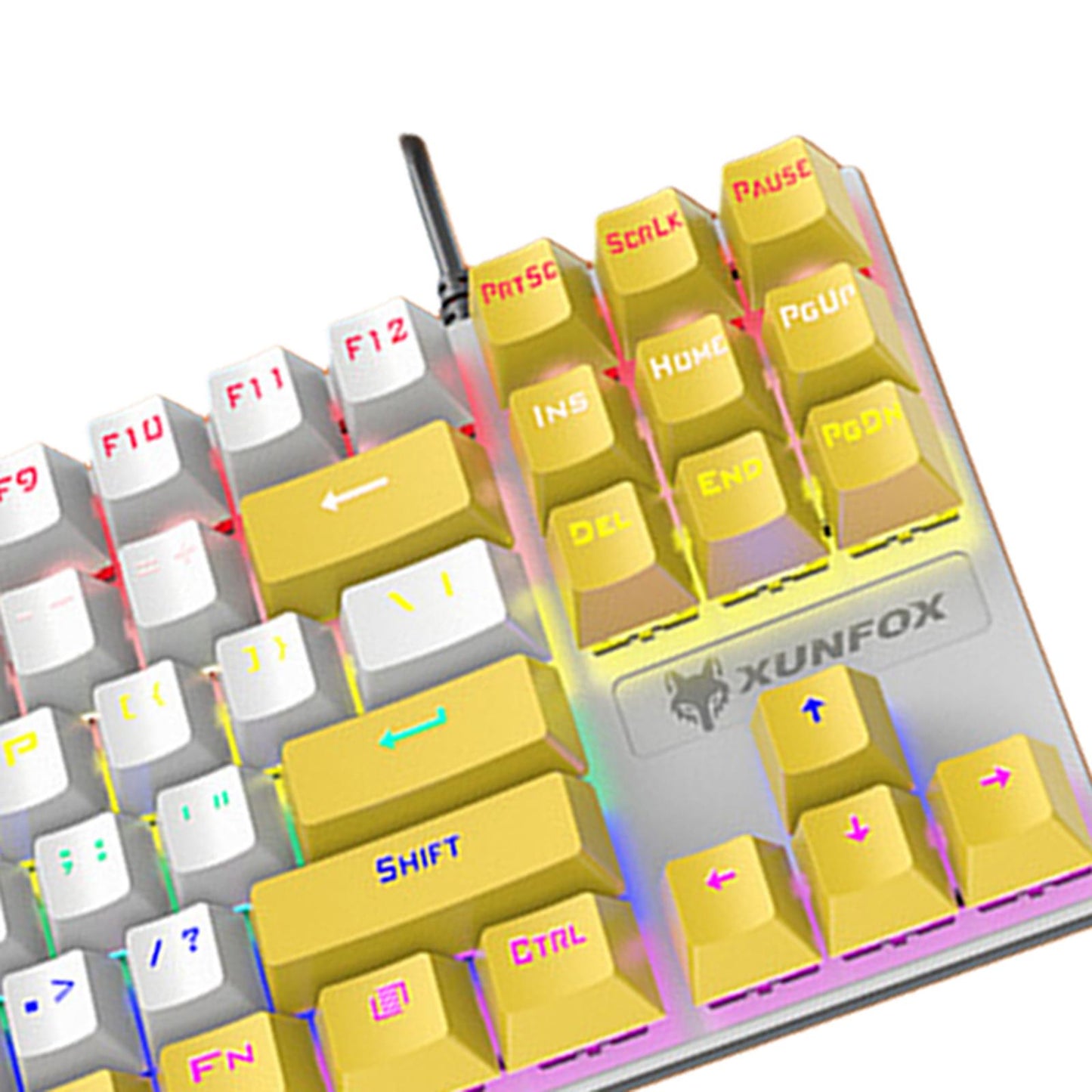 87 Keys Gaming Mechanical Keyboard Wired Rainbow Backlit Durable Non Slip G