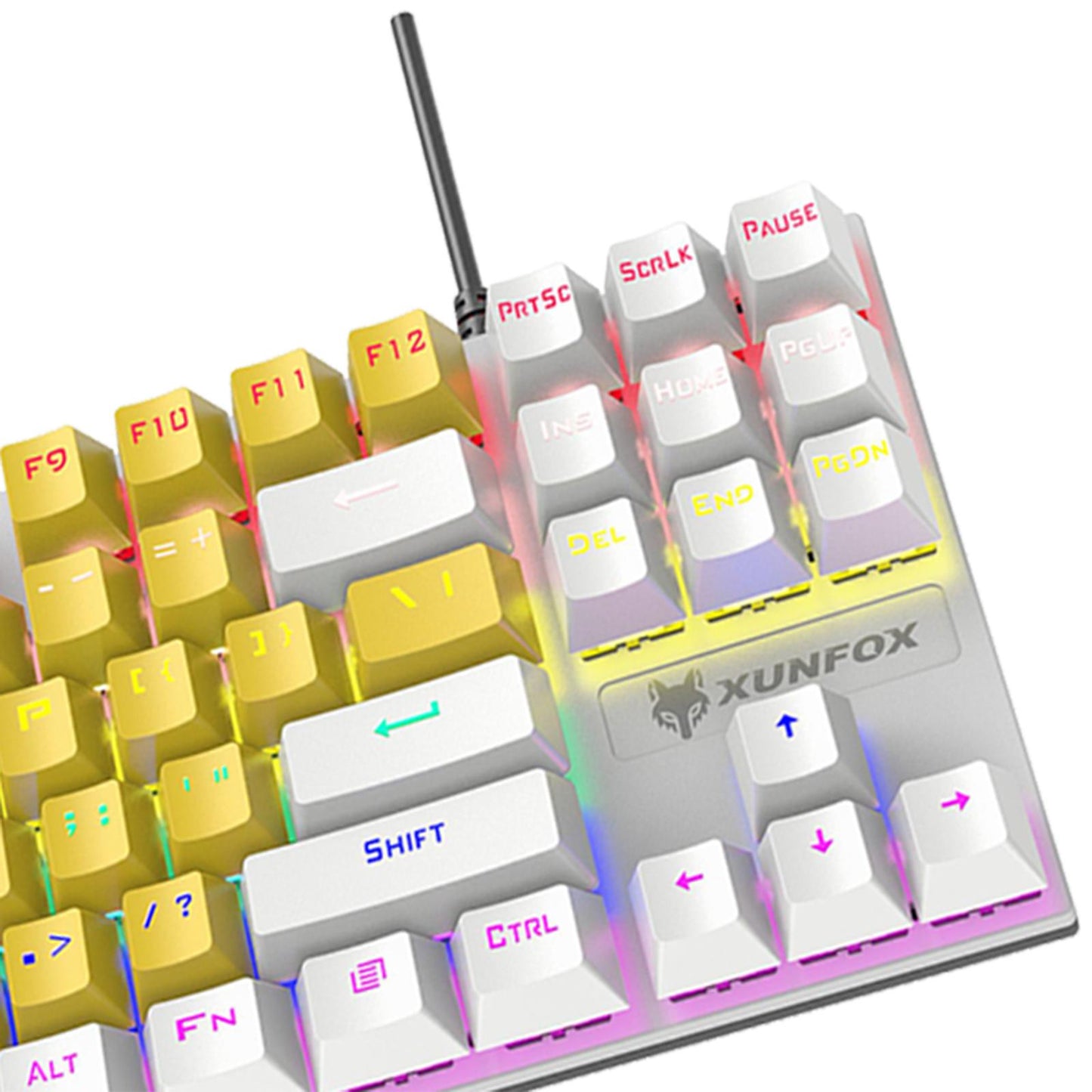 87 Keys Gaming Mechanical Keyboard Wired Rainbow Backlit Durable Non Slip H