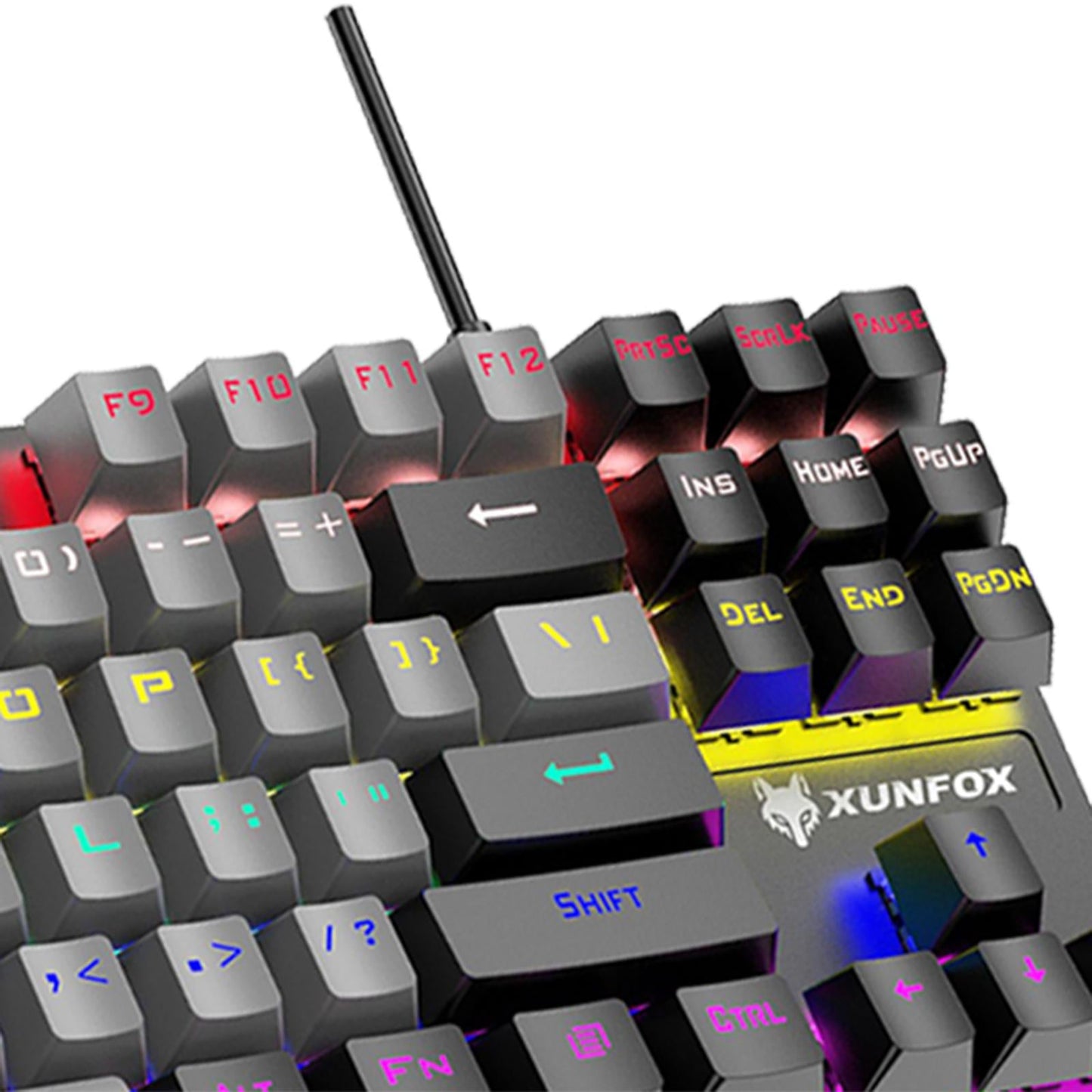 87 Keys Gaming Mechanical Keyboard Wired Rainbow Backlit Durable Non Slip I