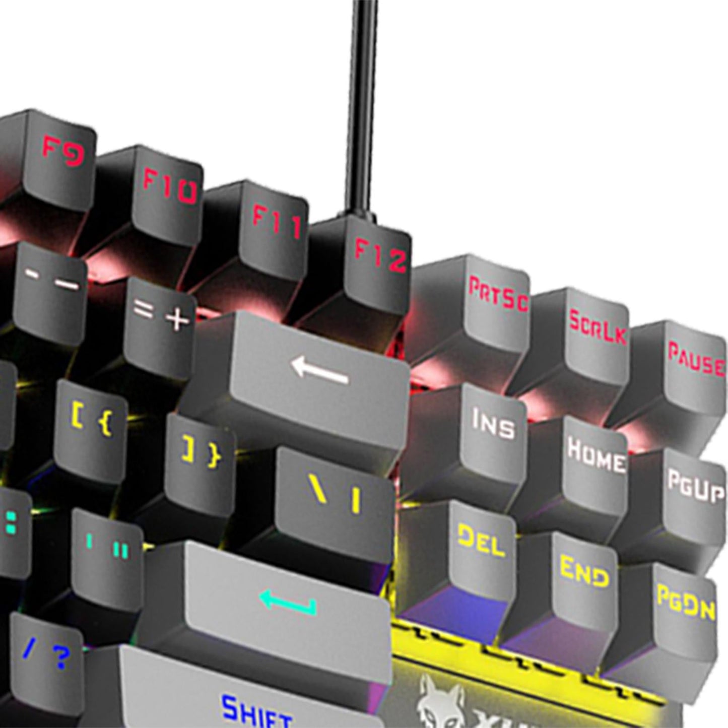 87 Keys Gaming Mechanical Keyboard Wired Rainbow Backlit Durable Non Slip J