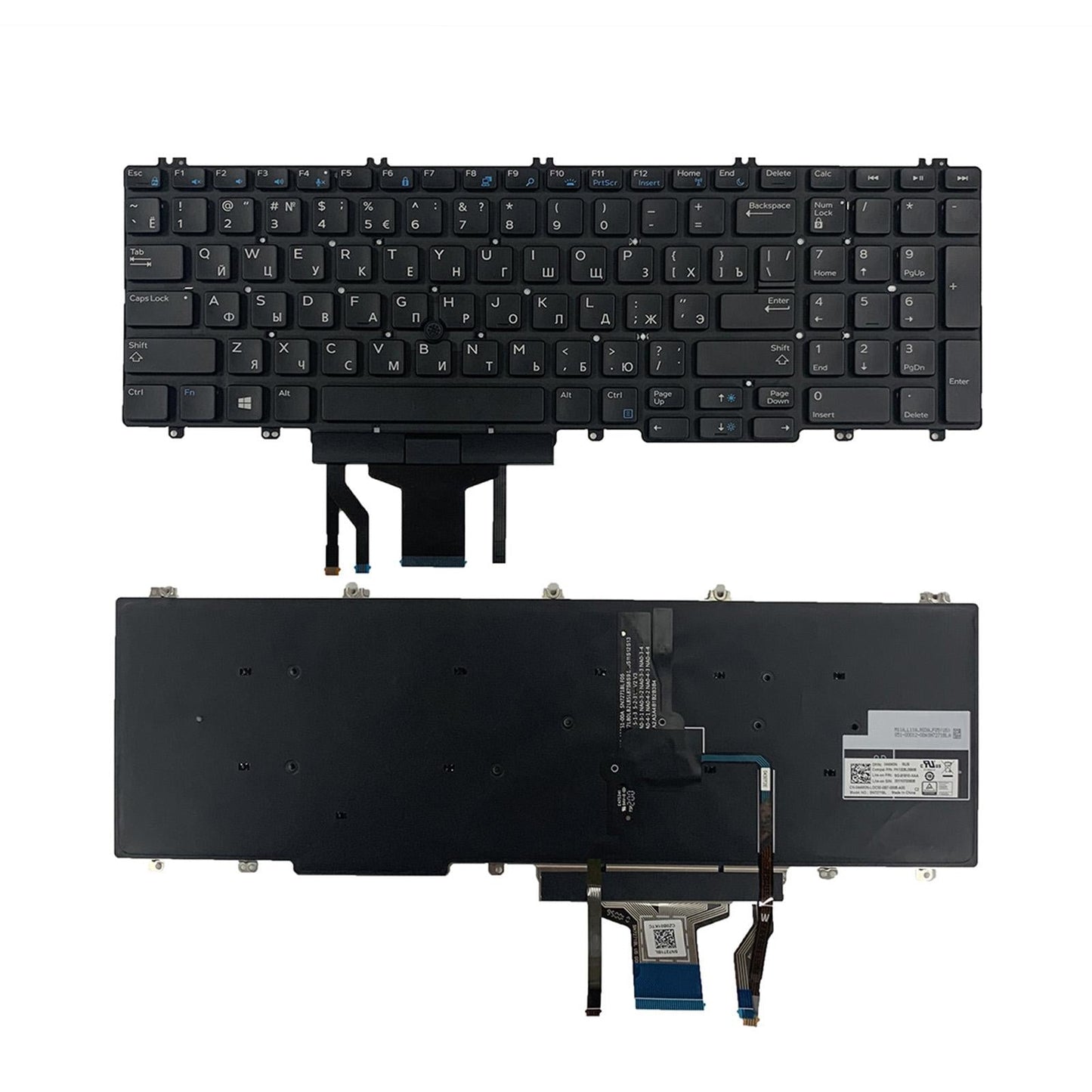 Russian Backlit Keyboards Slim for Dell Precision E7530 M7530 Laptops Black