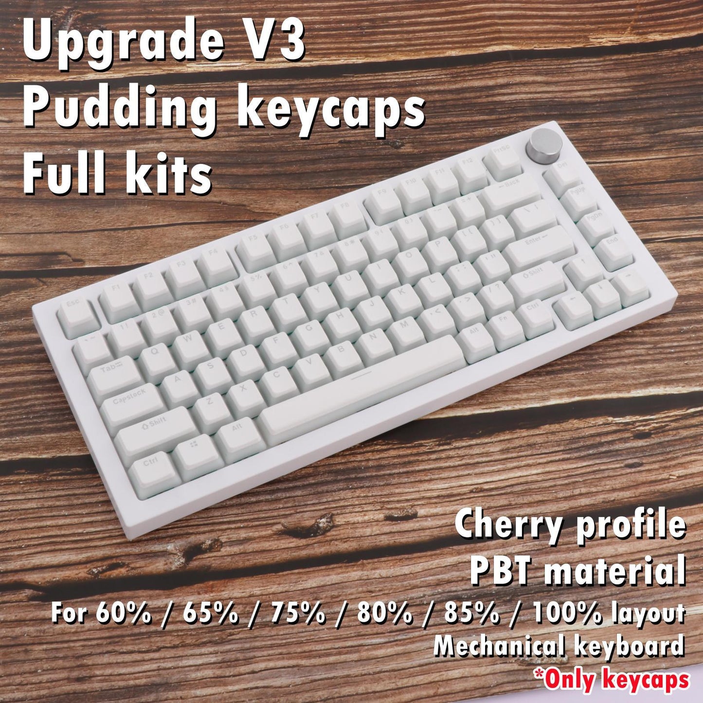 PBT Pudding Keycaps 156 Keys OEM Profile for Mechanical Keyboard White