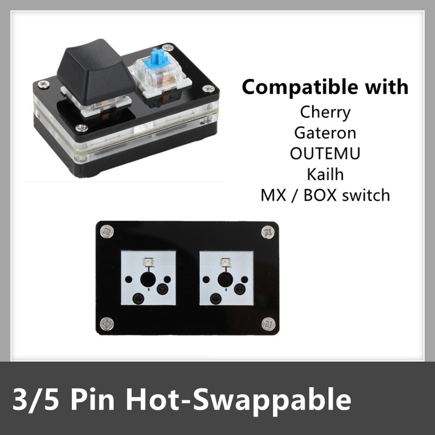 2-Key Mechanical Gaming Keypad Hot Swap Programming White Red switch