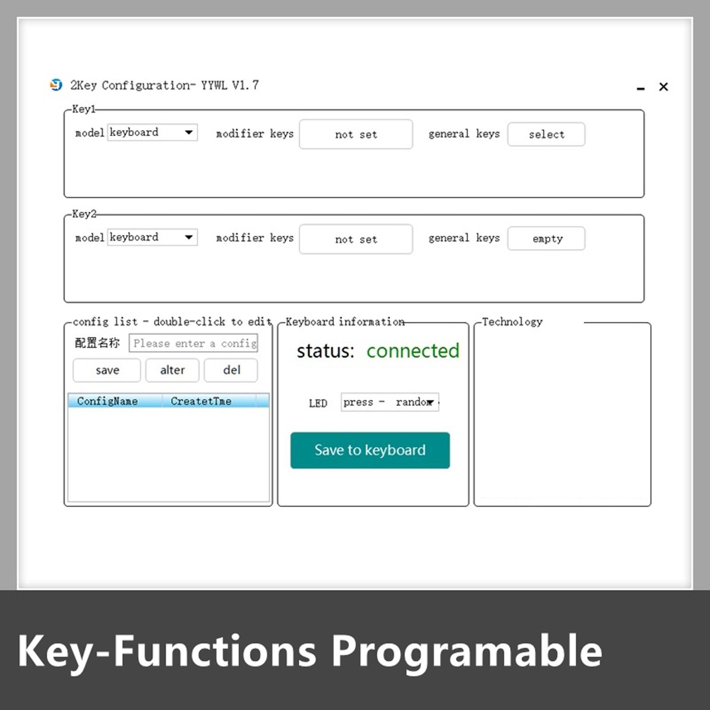 2-Key Mechanical Gaming Keypad Hot Swap Programming White Red switch
