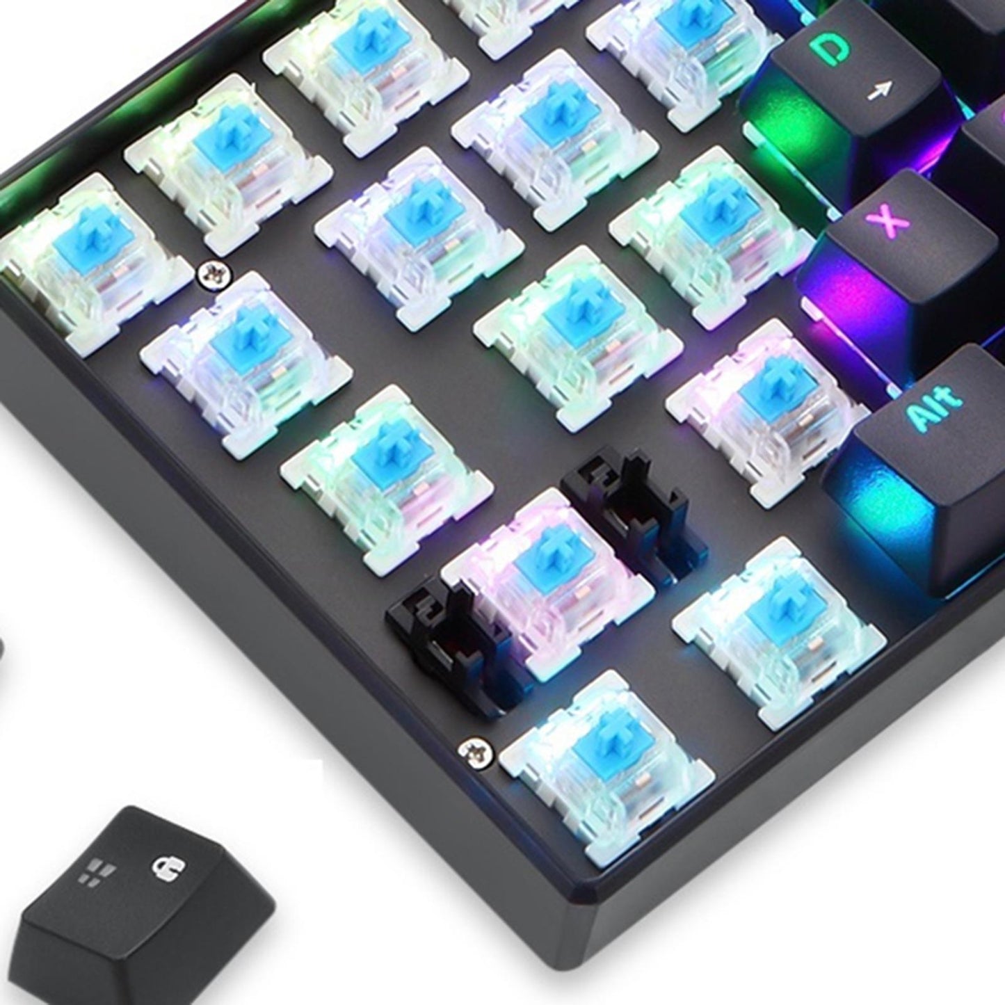 Ck61 RGB Mechanical Keyboard Multifunctional Mini for Gaming Laptops Gamer Blue Switch