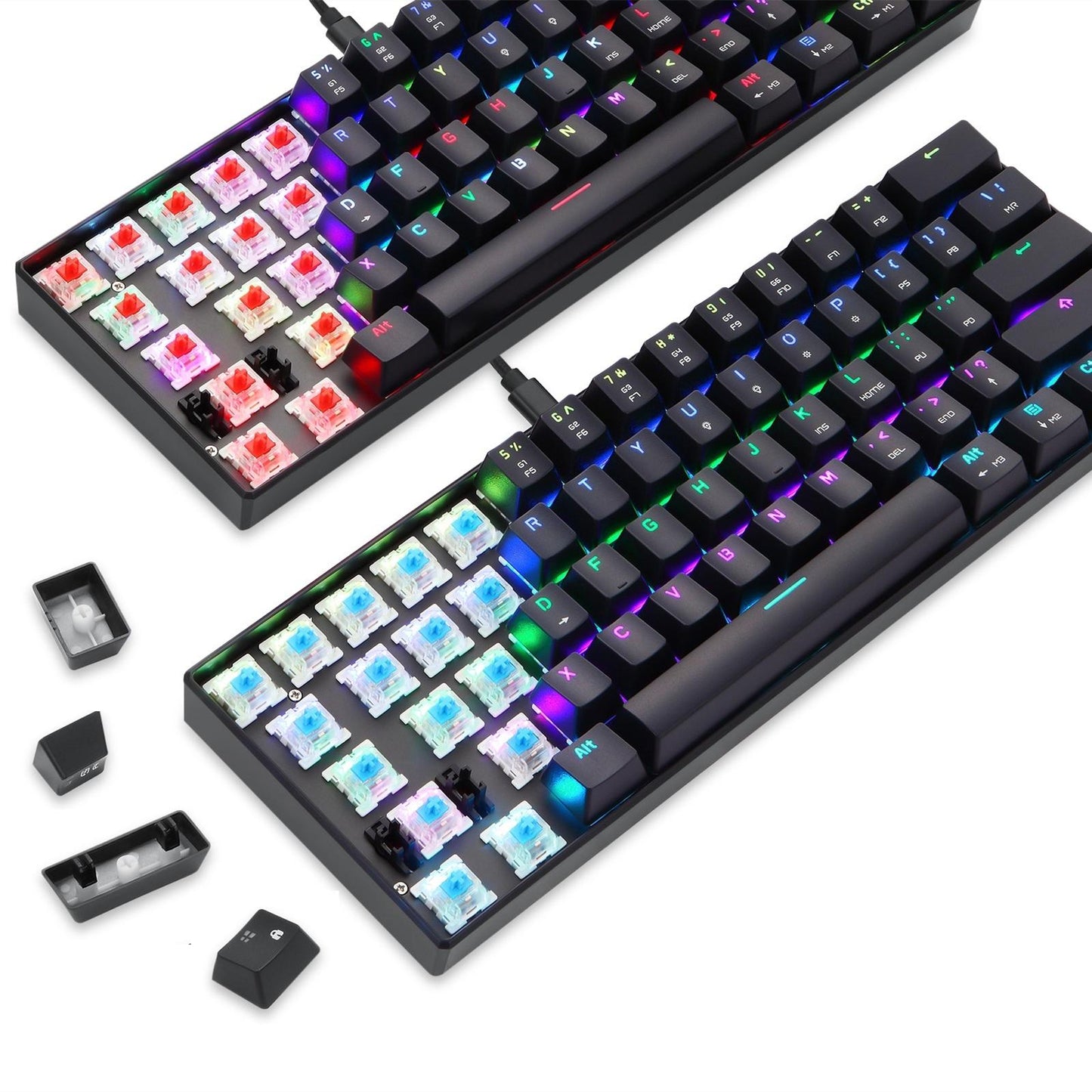 Ck61 RGB Mechanical Keyboard Multifunctional Mini for Gaming Laptops Gamer Blue Switch