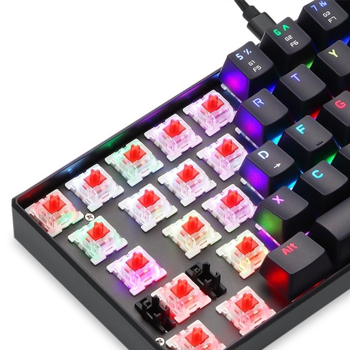 Ck61 RGB Mechanical Keyboard Multifunctional Mini for Gaming Laptops Gamer Red Switch