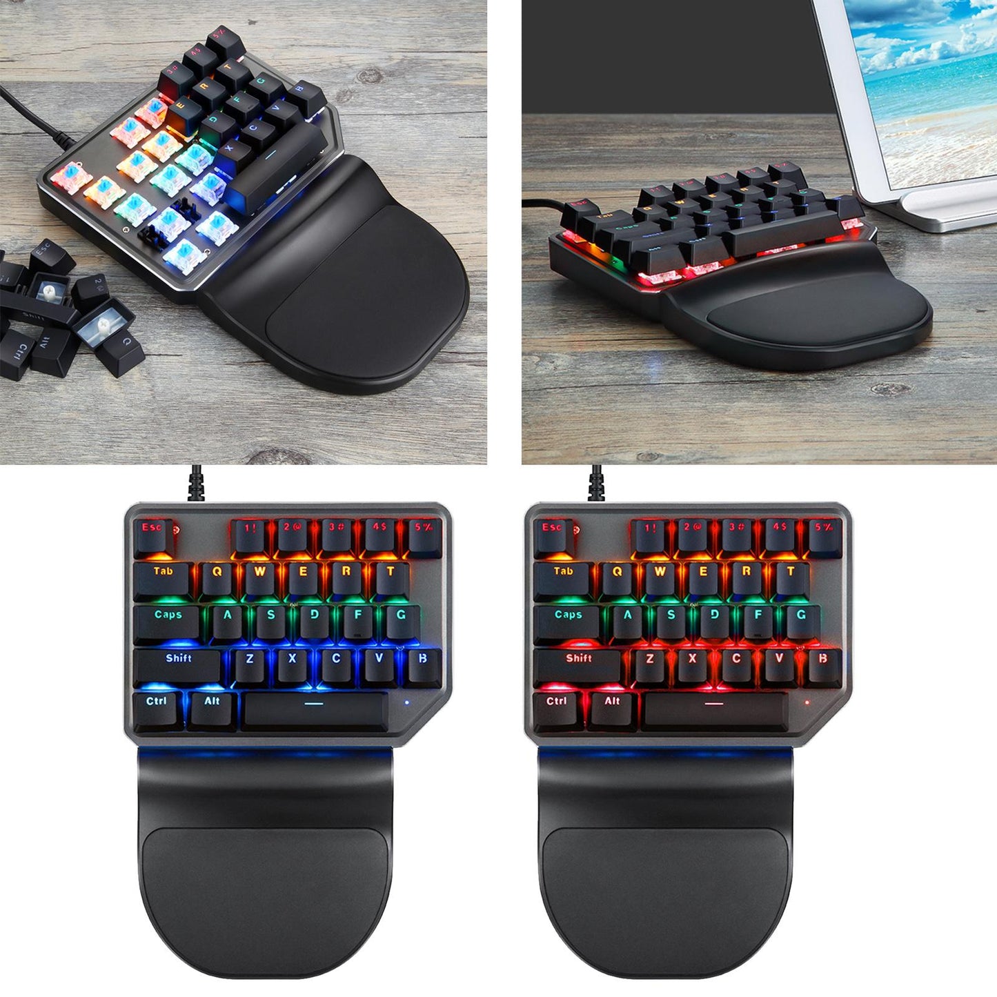 K27 One Handed USB Mechanical Gaming Keyboard 27 Keys for Laptop for Android Blue Switch