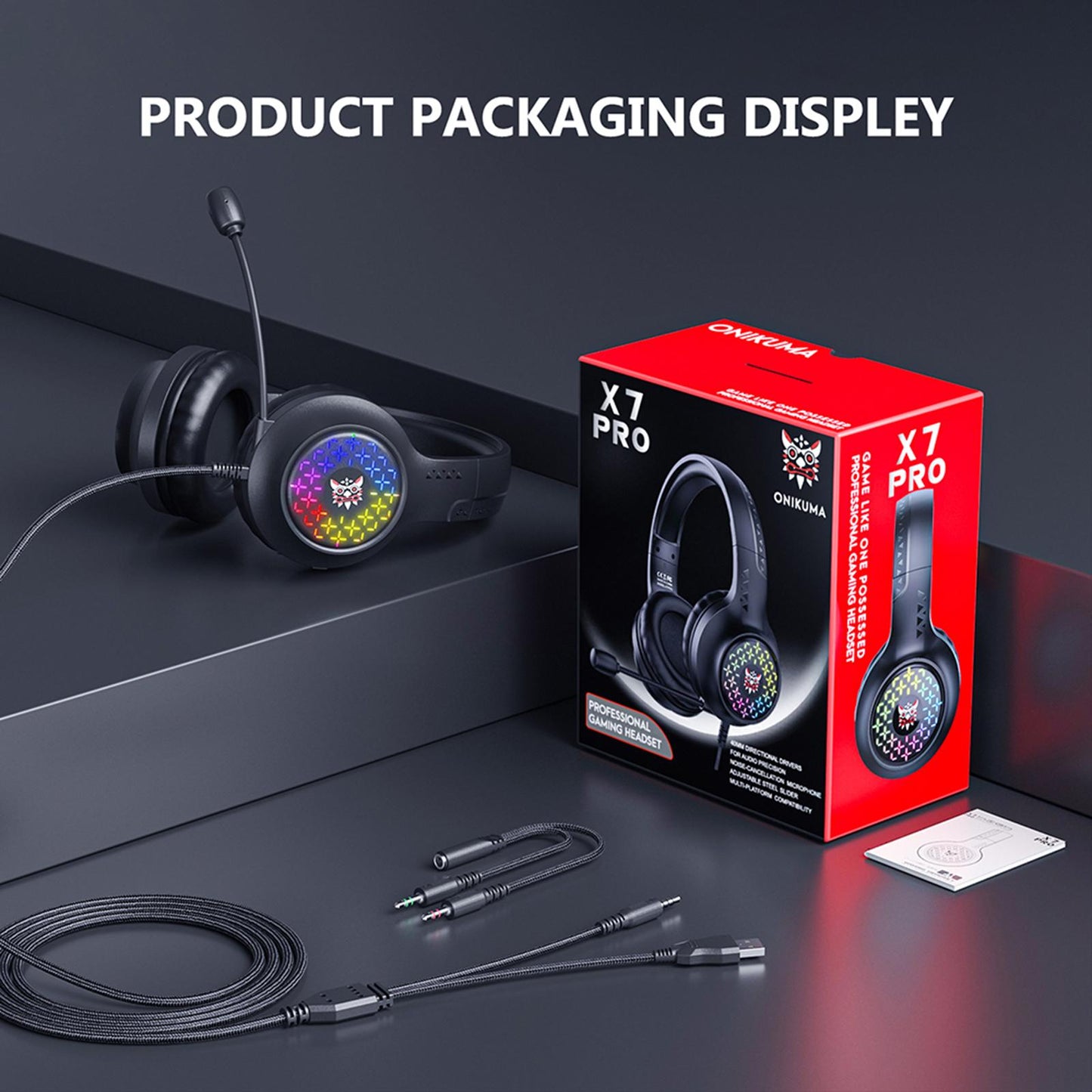 RGB Gaming Headset Over-Ear Mini for Competition Movie Laptop Gym Running