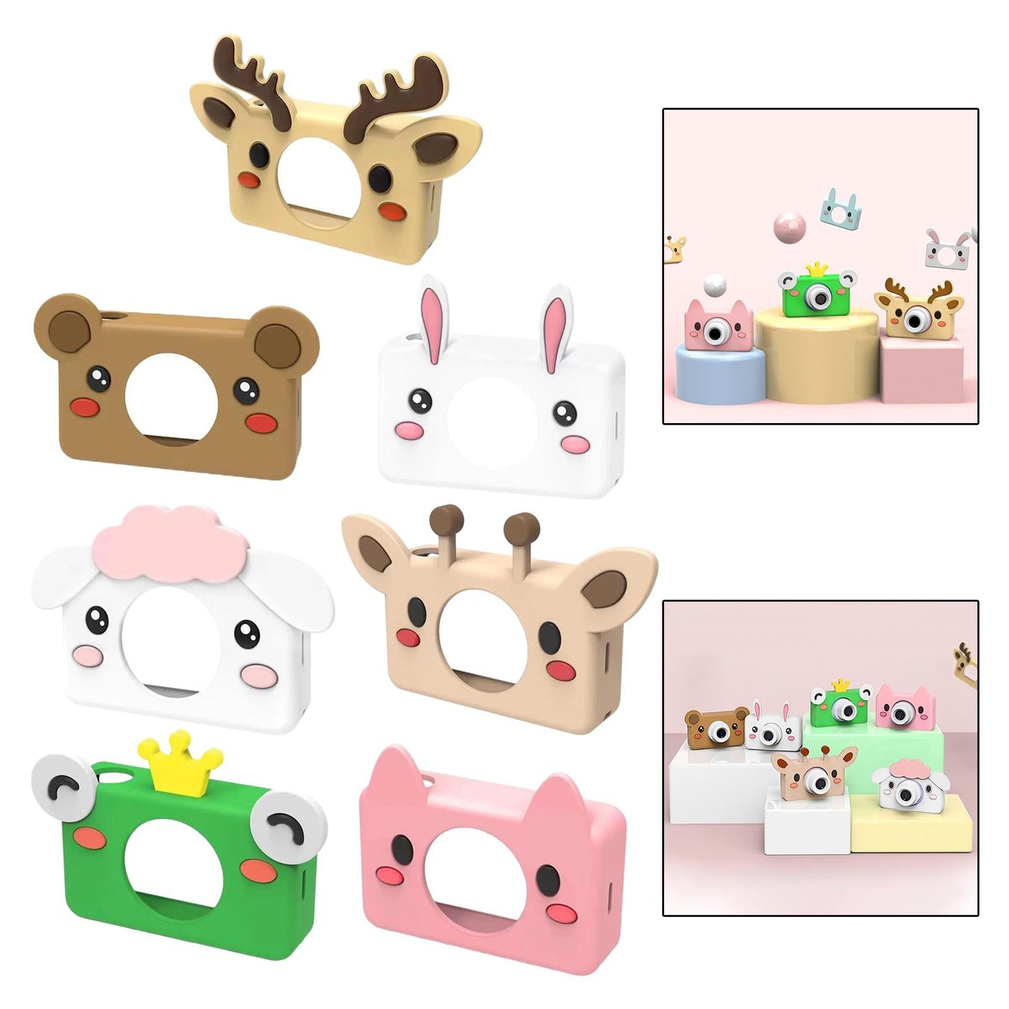 Cute Silicone Cover for Kids Camera for Outdoor Play for Kids 3-8 Years Old Pink Pig