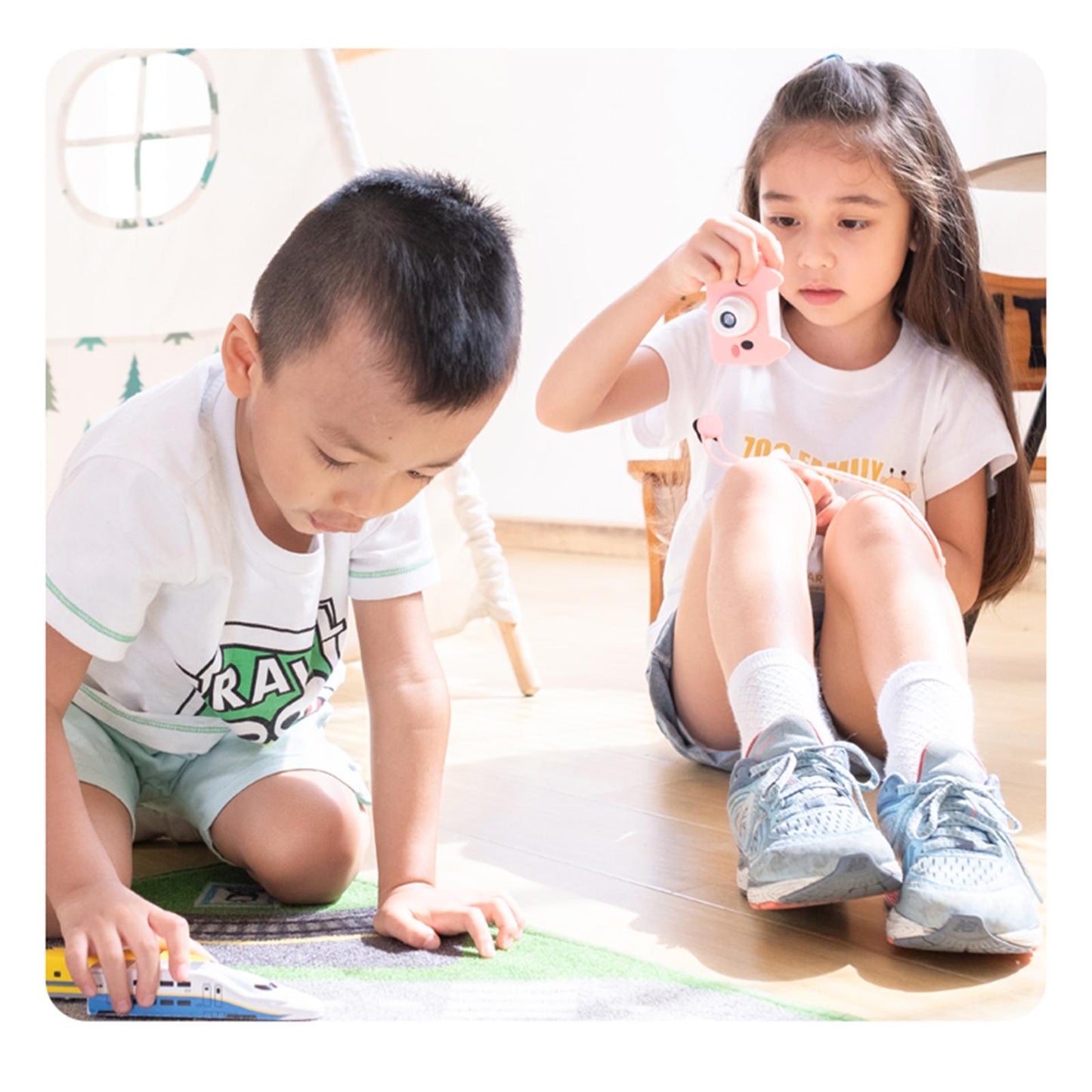 Cute Silicone Cover for Kids Camera for Outdoor Play for Kids 3-8 Years Old Light Brown Deer