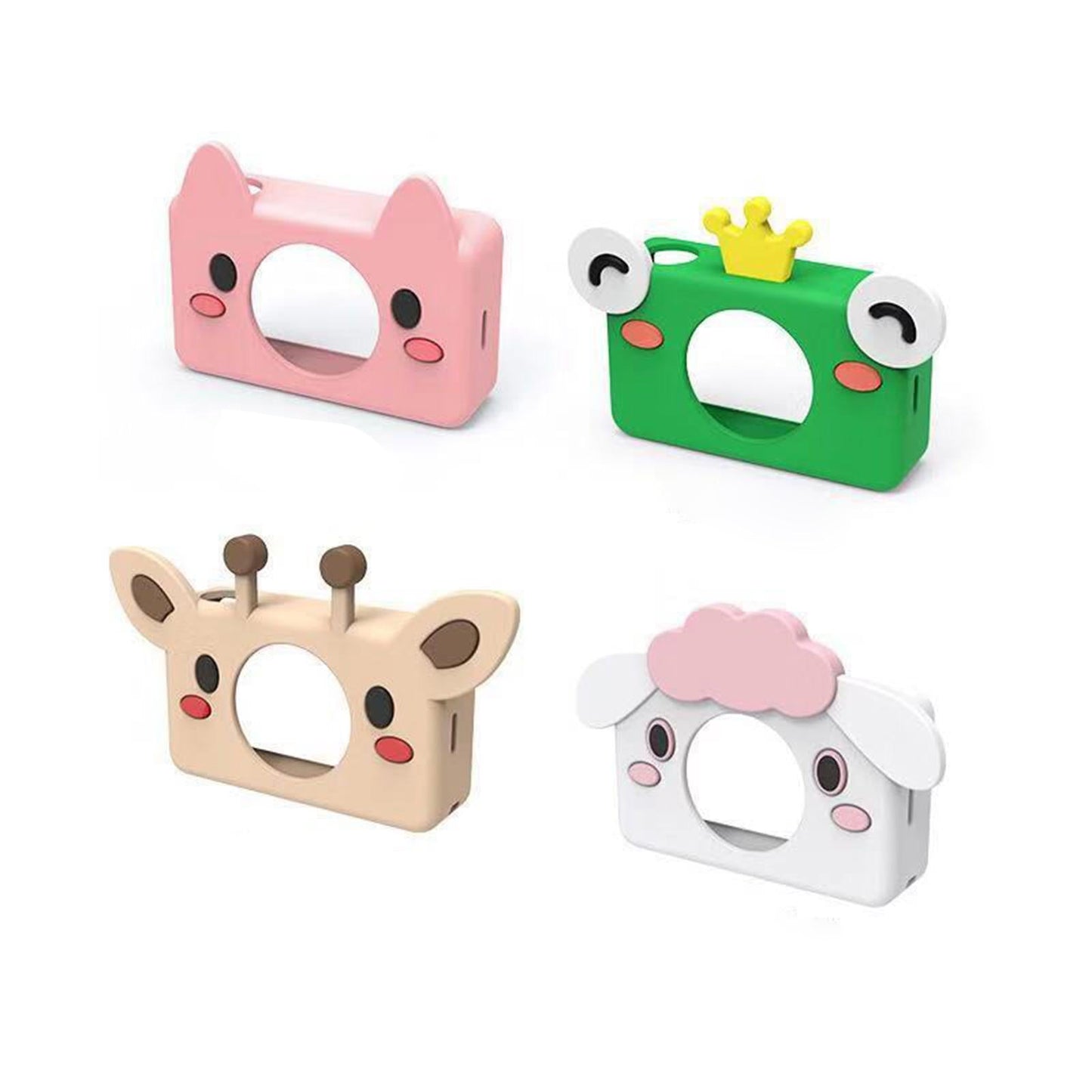 Cute Silicone Cover for Kids Camera for Outdoor Play for Kids 3-8 Years Old Light Pink Giraffe