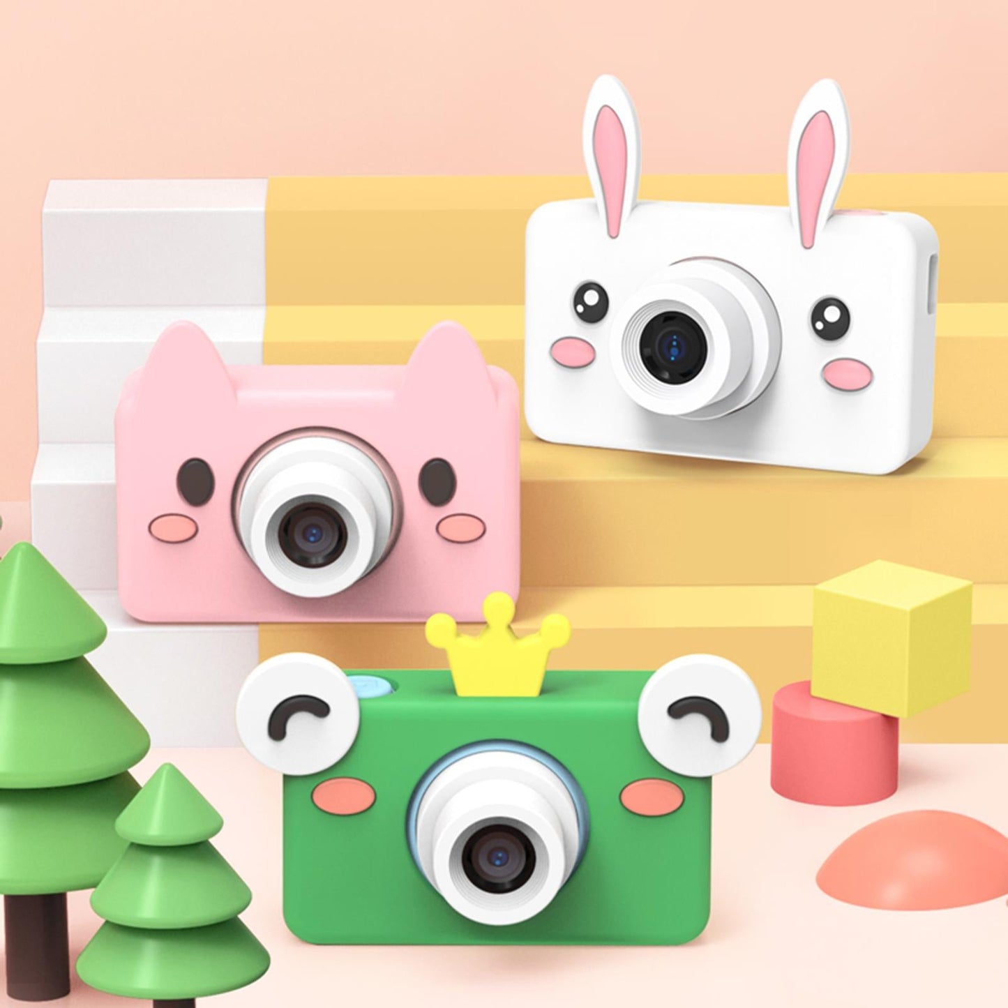 Cute Silicone Cover for Kids Camera for Outdoor Play for Kids 3-8 Years Old White Rabbit