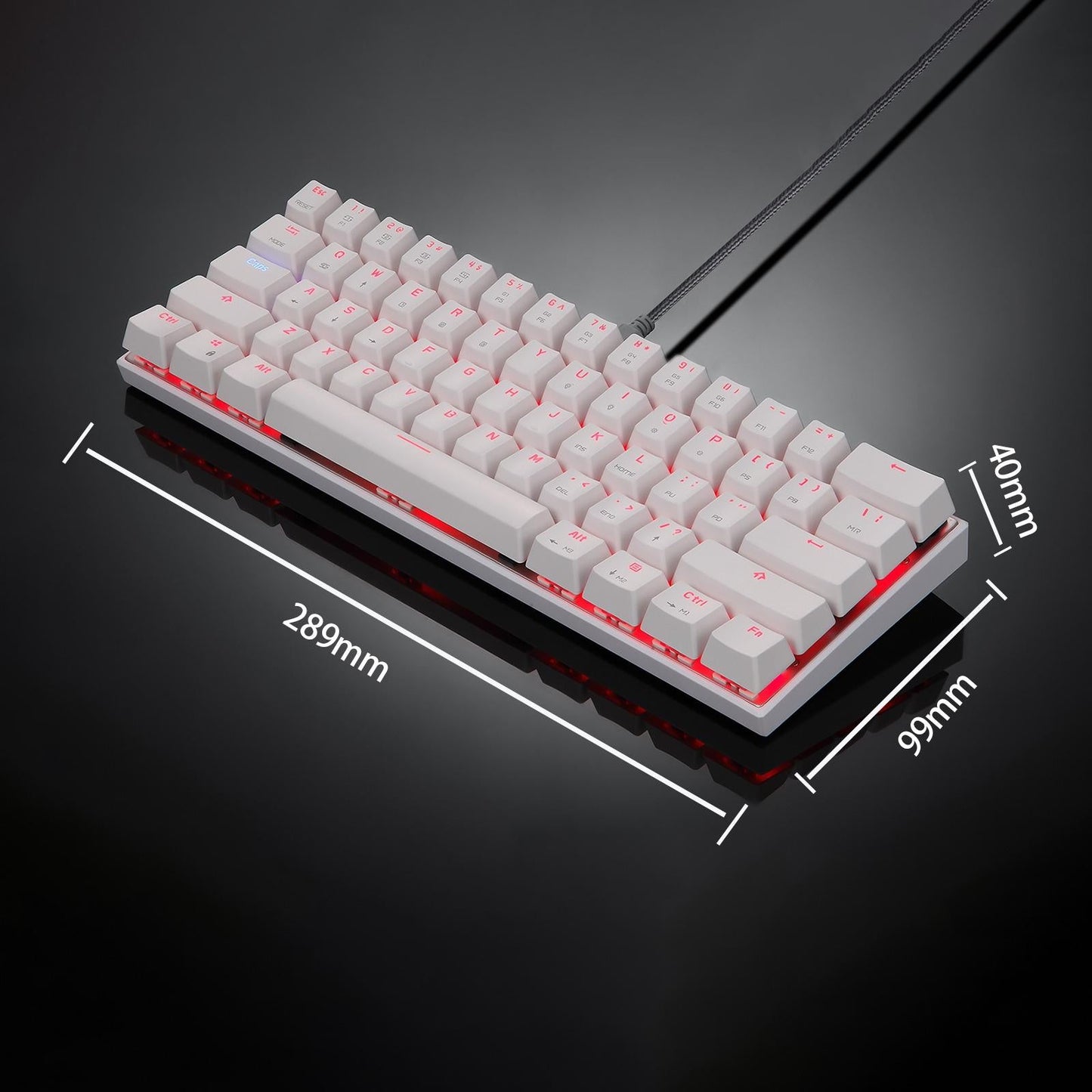 Mechanical Keyboard 61 Key ABS Plasic Classic Durable for Laptop Computer White Green Shaft