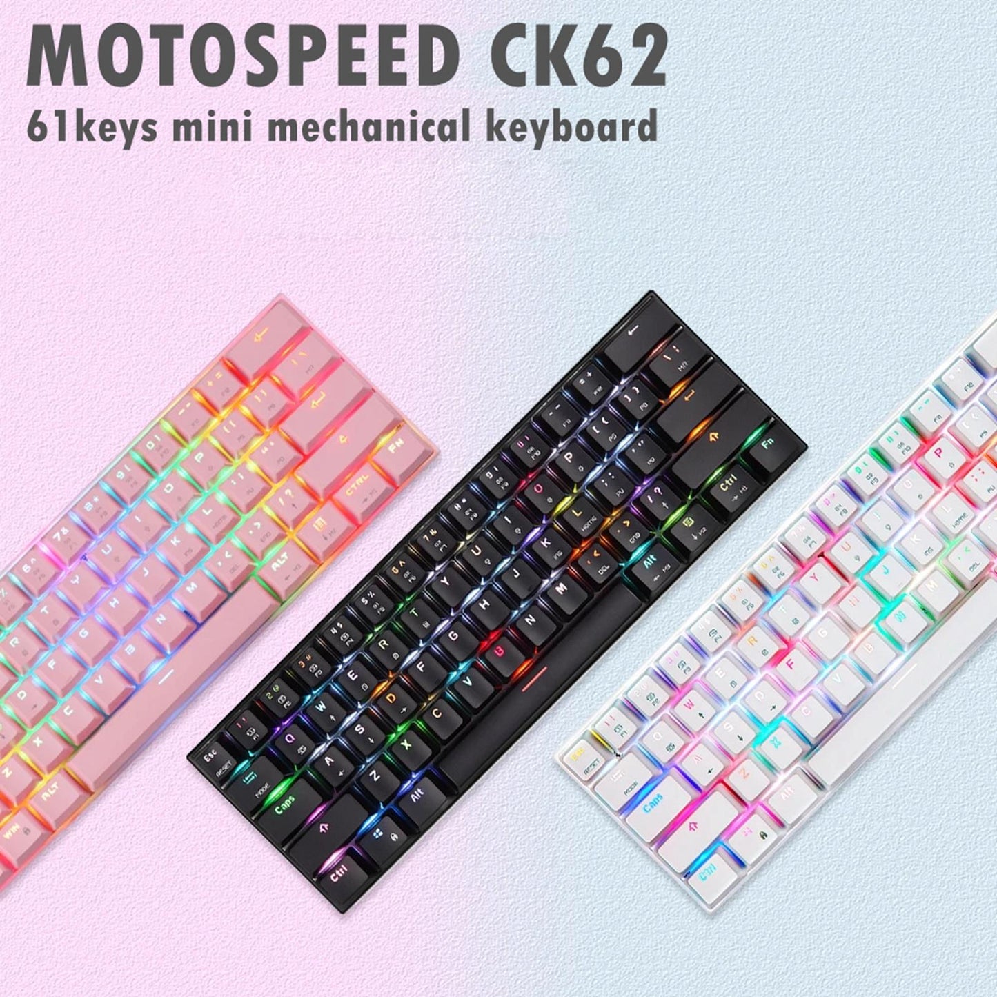 Mechanical Keyboard 61 Key ABS Plasic Classic Durable for Laptop Computer White Red Shaft