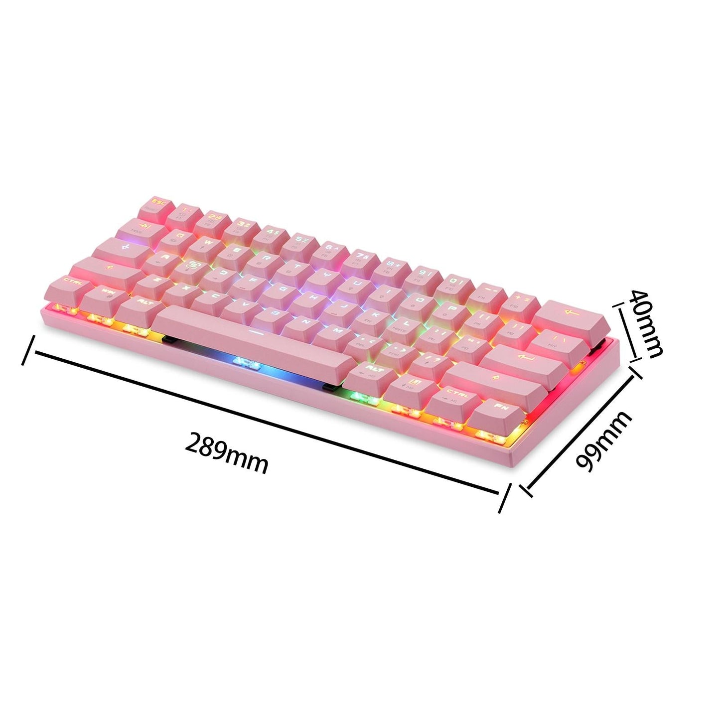 Mechanical Keyboard 61 Key ABS Plasic Classic Durable for Laptop Computer Pink Green Shaft