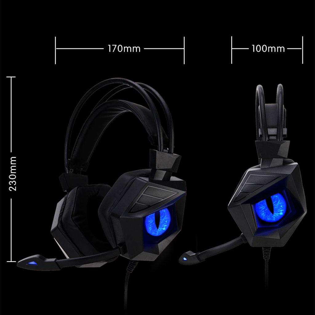 Wired Gaming Headset Breathing Lamp 3.5mm for E-Sports Laptops Blue Lamp