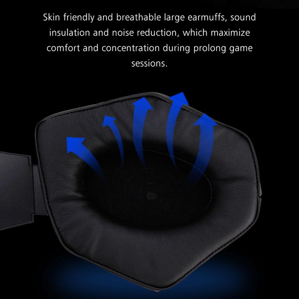 Wired Gaming Headset Breathing Lamp 3.5mm for E-Sports Laptops Blue Lamp