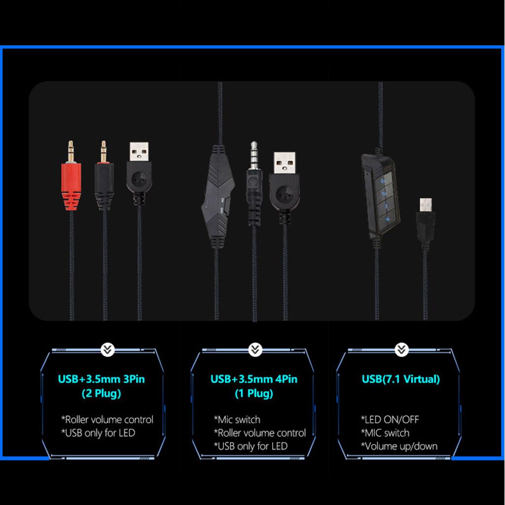 Wired Gaming Headset Breathing Lamp 3.5mm for E-Sports Laptops Colorful Lamp