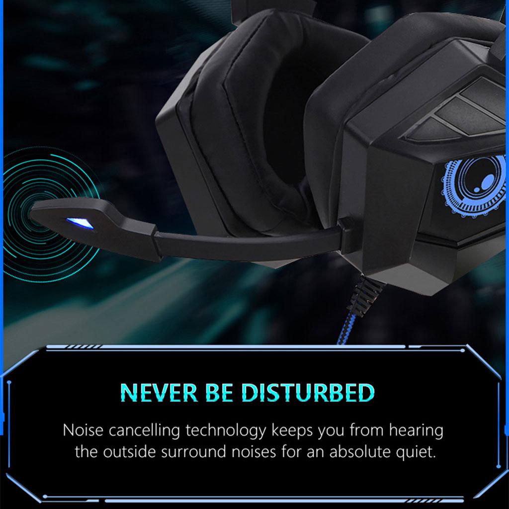 Wired Gaming Headset Breathing Lamp 3.5mm for E-Sports Laptops Colorful Lamp