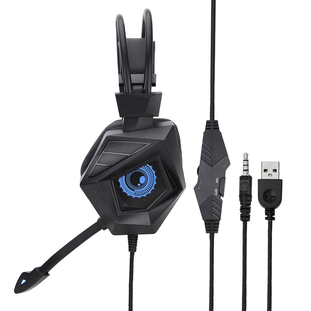 Wired Gaming Headset Breathing Lamp 3.5mm for E-Sports Laptops Colorful Lamp