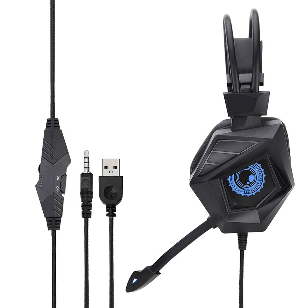 Wired Gaming Headset Breathing Lamp 3.5mm for E-Sports Laptops Colorful Lamp