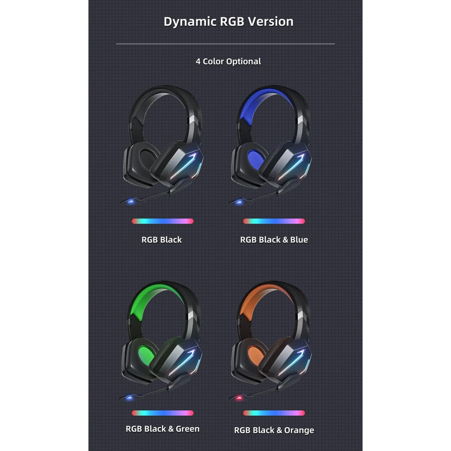 Wired Headset 3.5mm Surround Sound Adjustable for Game Teaching Black Blue