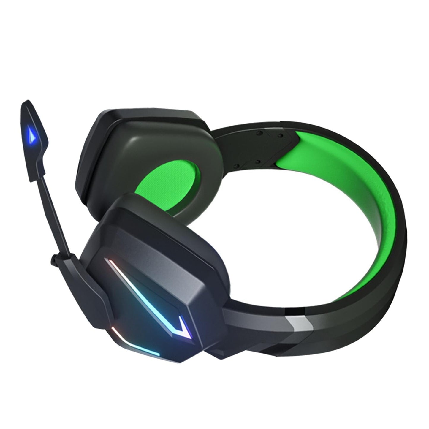 Wired Headset 3.5mm Surround Sound Adjustable for Game Teaching Black Green