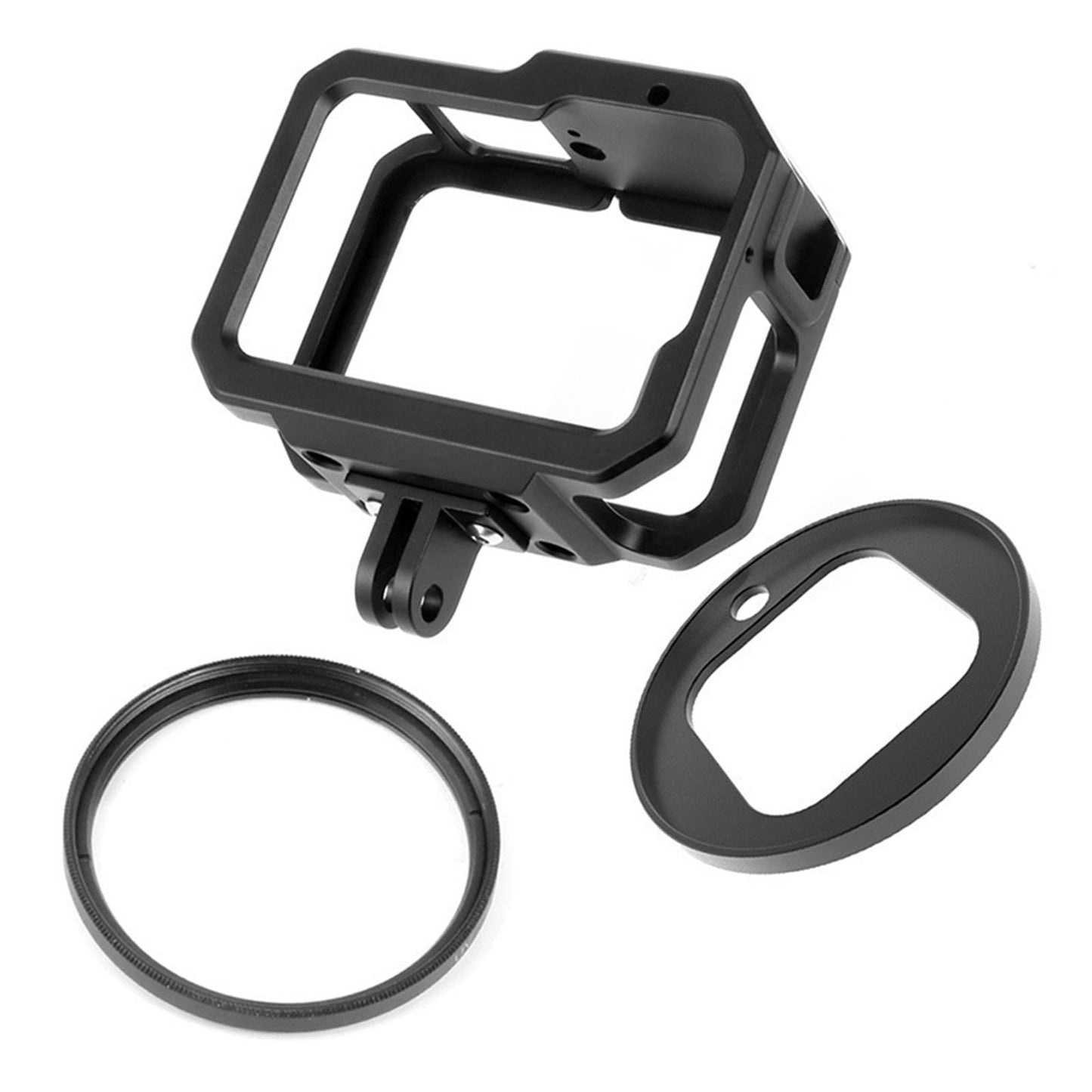 Camera Cage with Adapter Ring UV Lens Double Cold Shoe for Go Pro Hero9 10