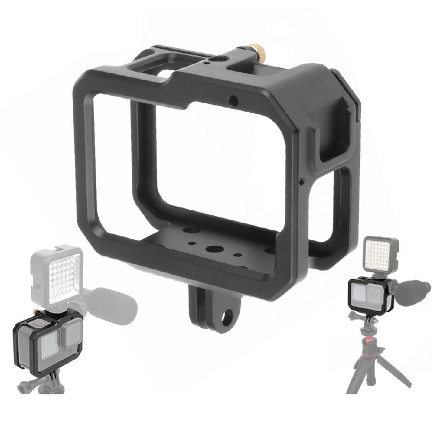 Camera Cage with Adapter Ring UV Lens Double Cold Shoe for Go Pro Hero9 10