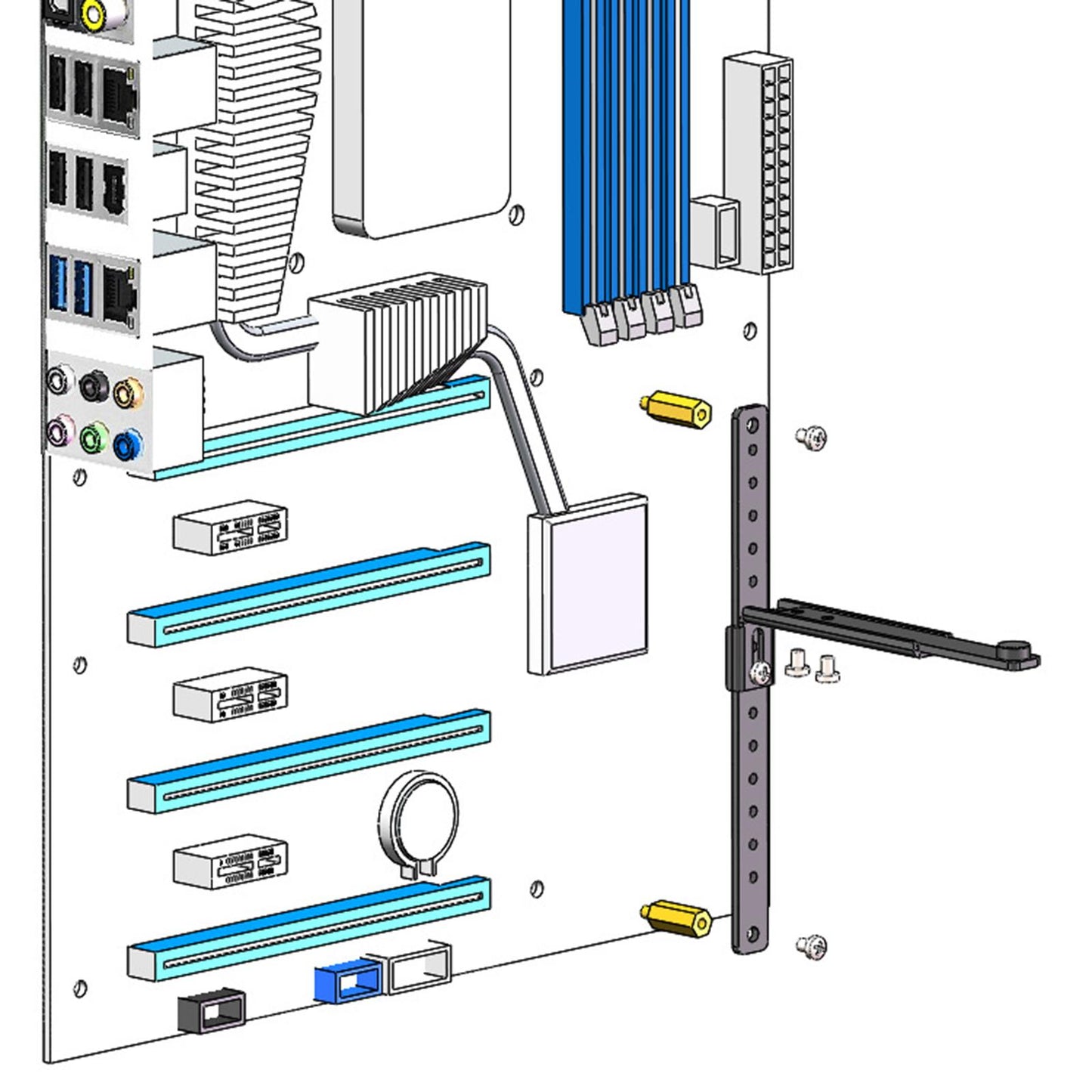Computer Graphics Card GPU Holder Adjustable Tool-Free Screw-On for ATX