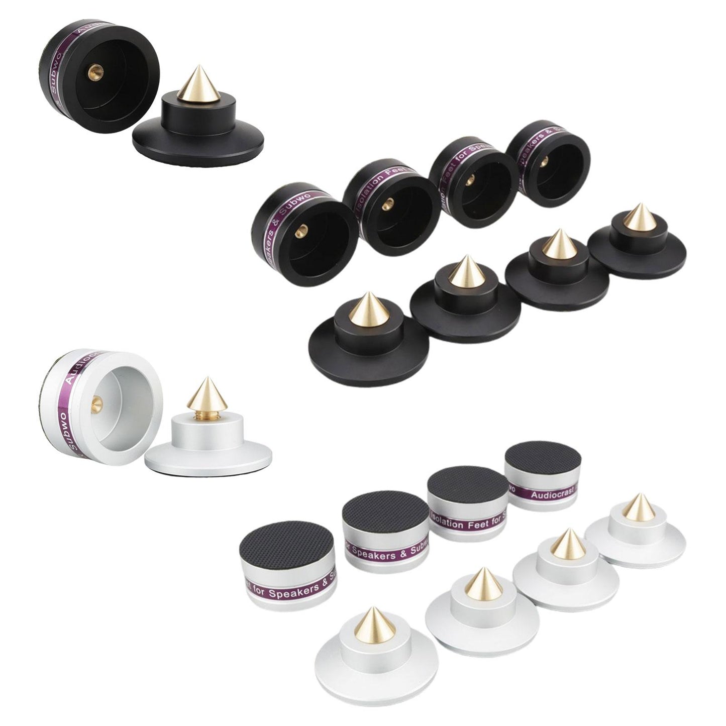 Aluminum Speaker Isolation Spikes Stand Base for Turntables Amp Black 1pc