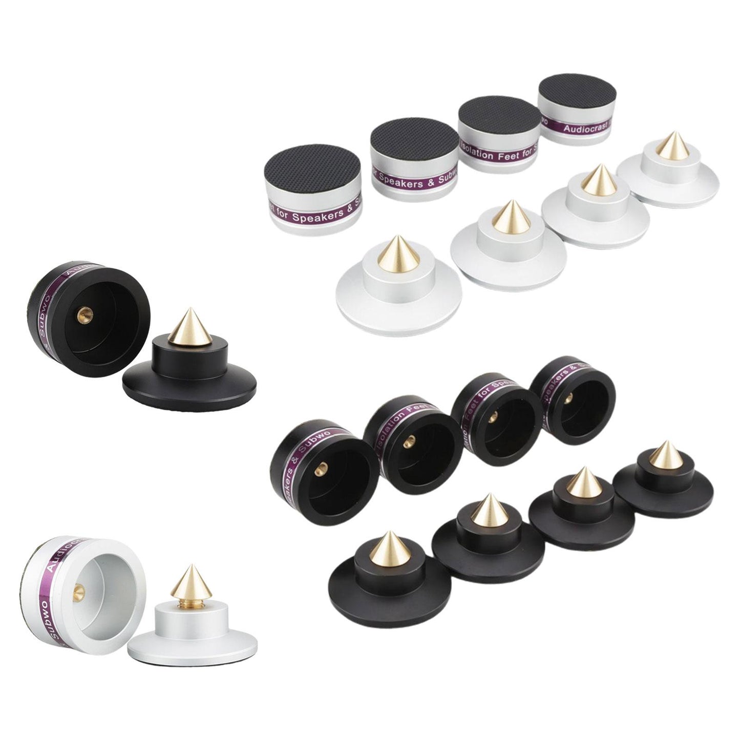 Aluminum Speaker Isolation Spikes Stand Base for Turntables Amp Black 1pc