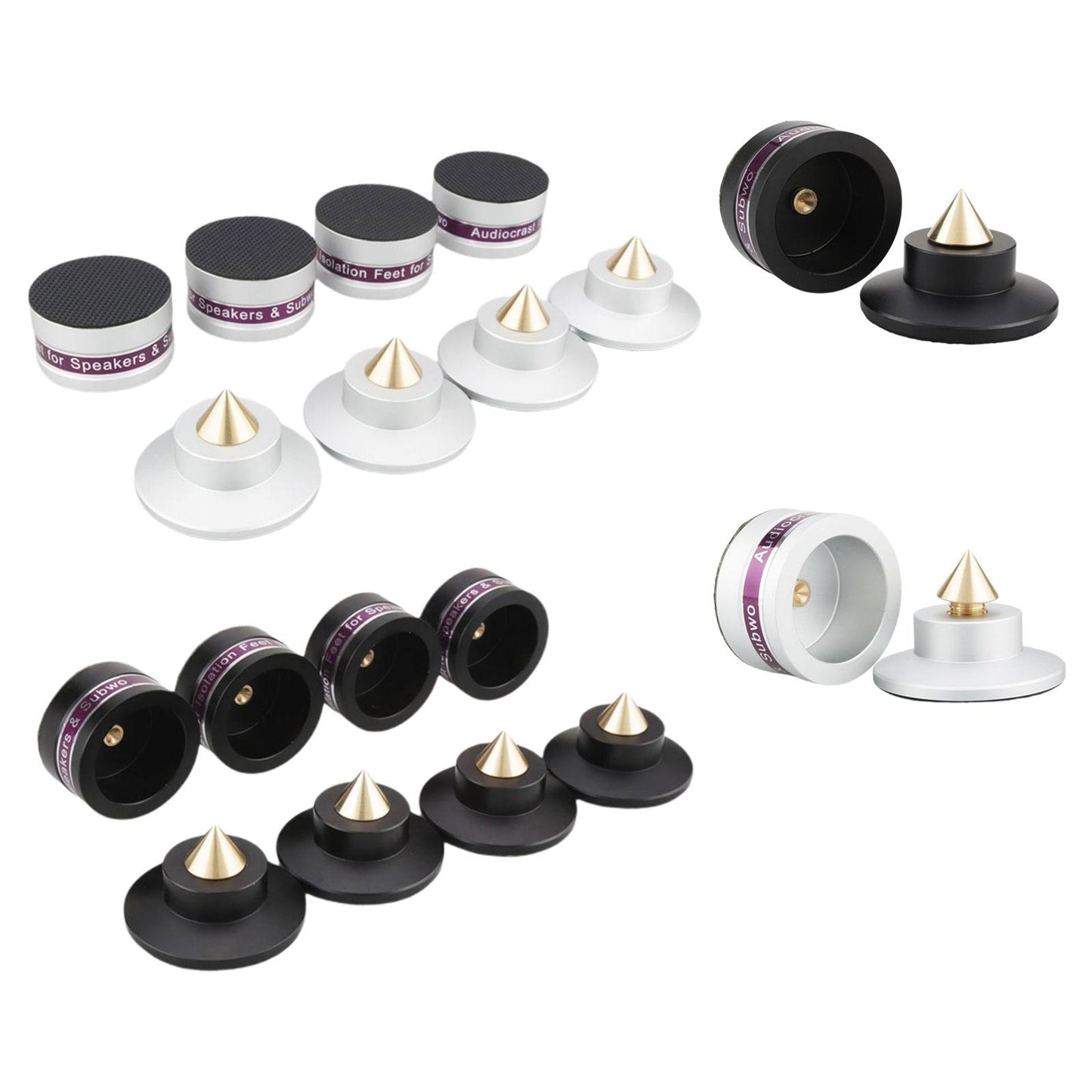 Aluminum Speaker Isolation Spikes Stand Base for Turntables Amp Black 1pc