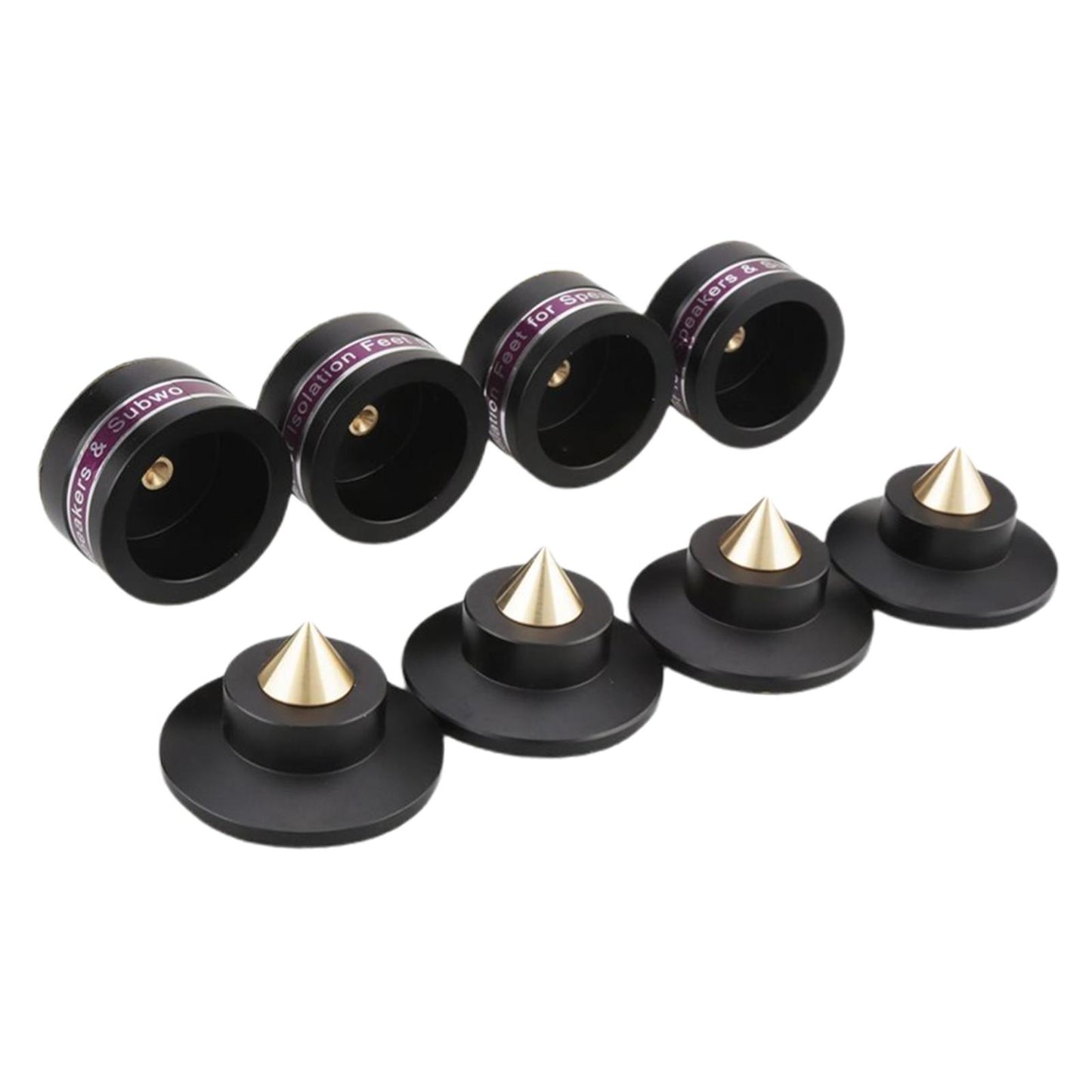 Aluminum Speaker Isolation Spikes Stand Base for Turntables Amp Black 4pcs